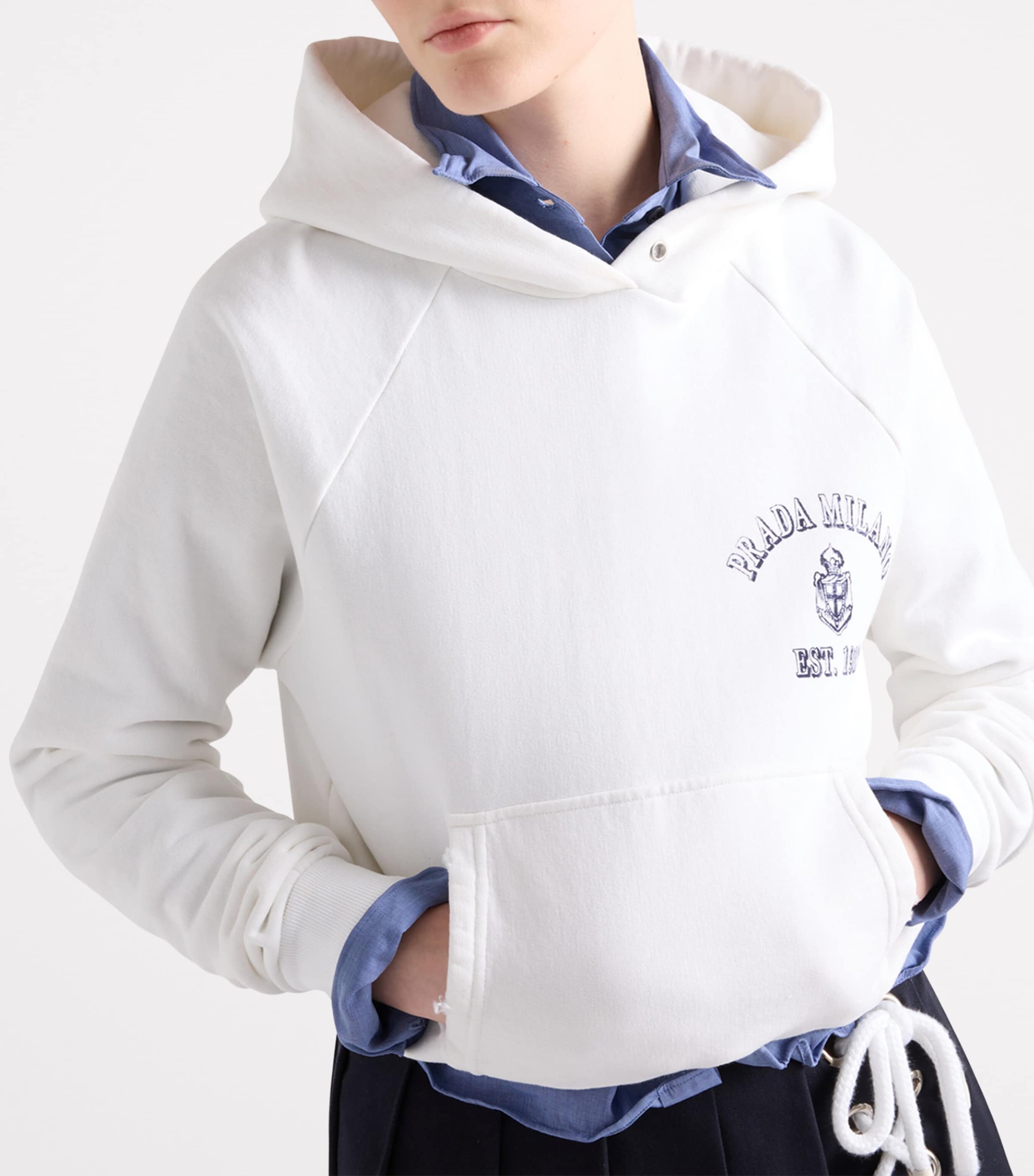 Prada Womens Cotton Logo Hoodie Image 3