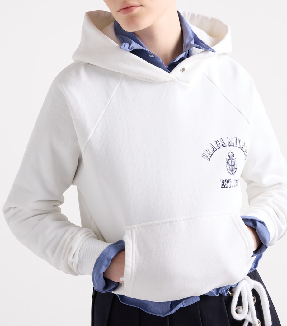 Prada Womens Cotton Logo Hoodie Image 3