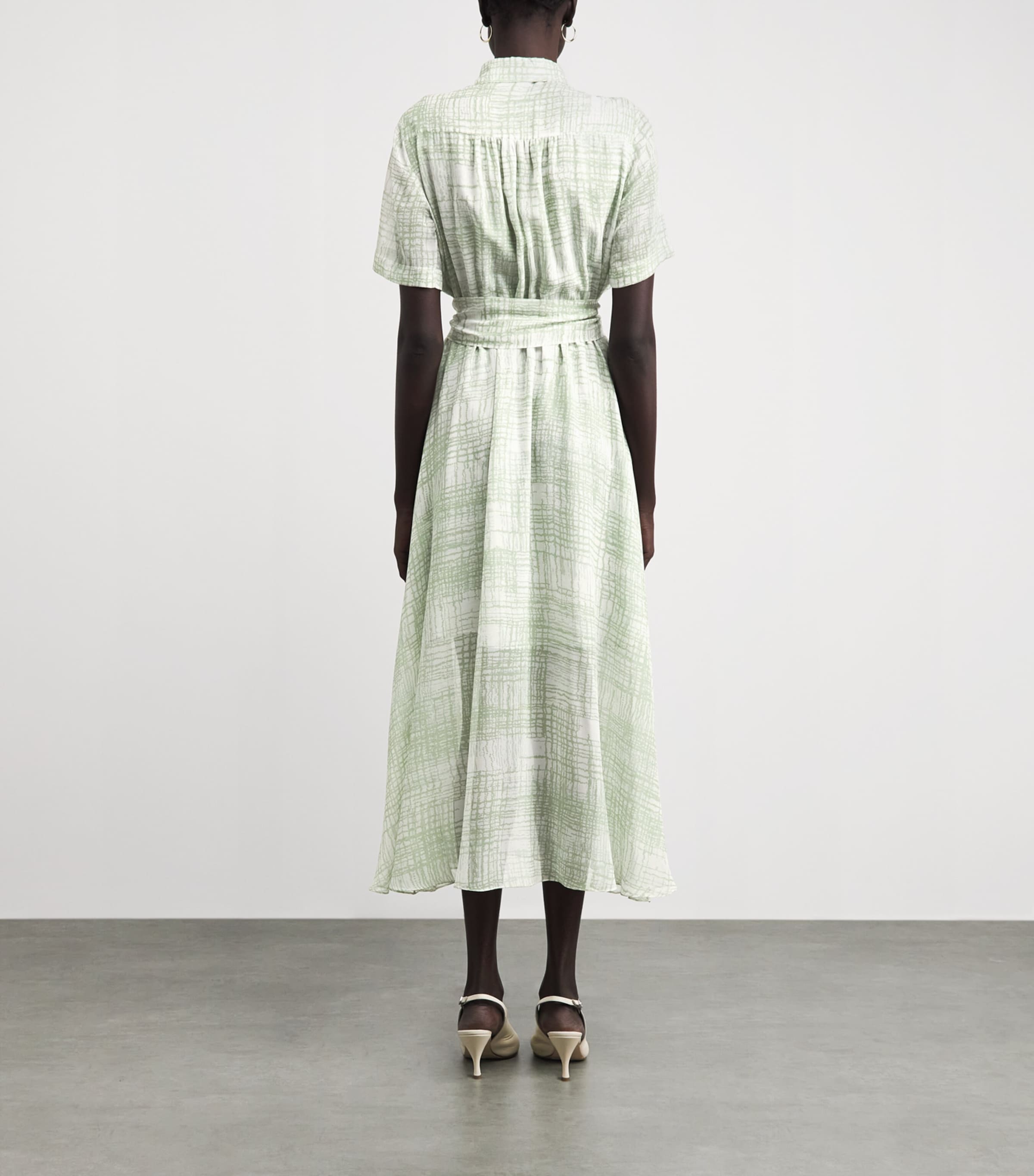 Kiton Womens Silk Printed Midi Shirt Dress Mint Green Image 4