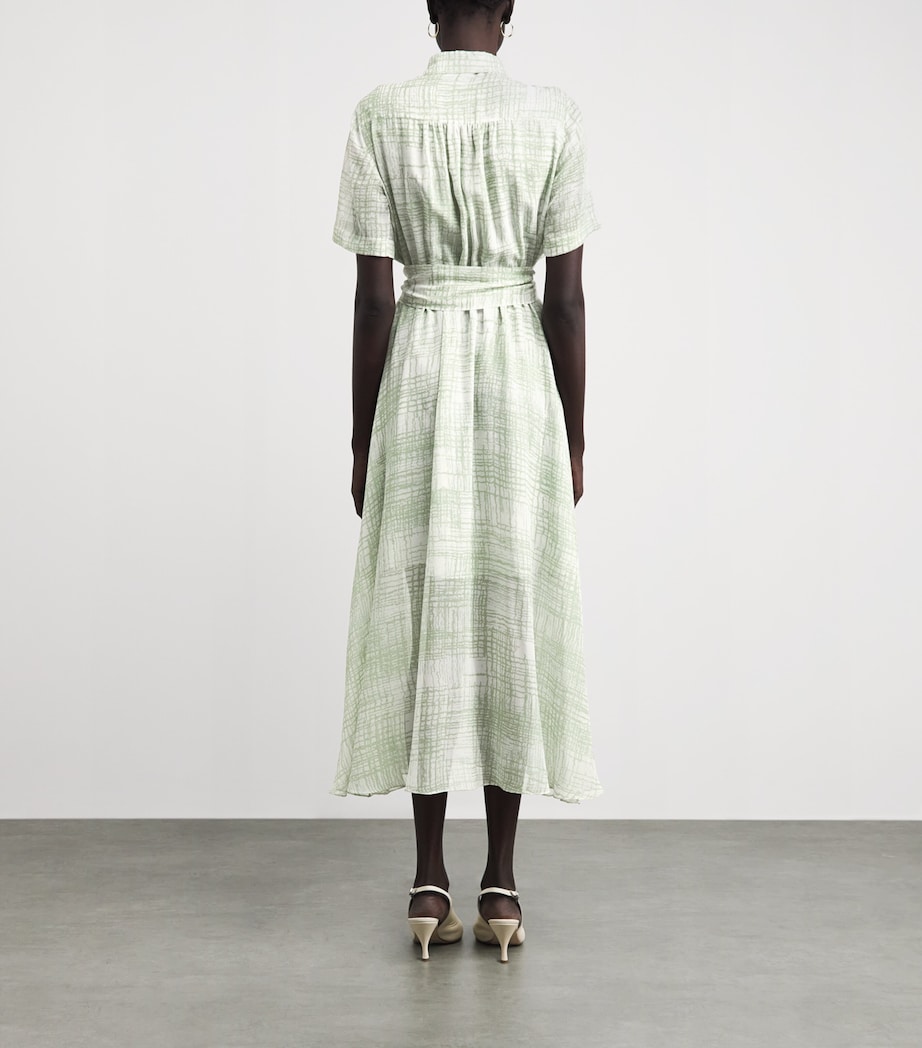 Kiton Womens Silk Printed Midi Shirt Dress Mint Green Image 4
