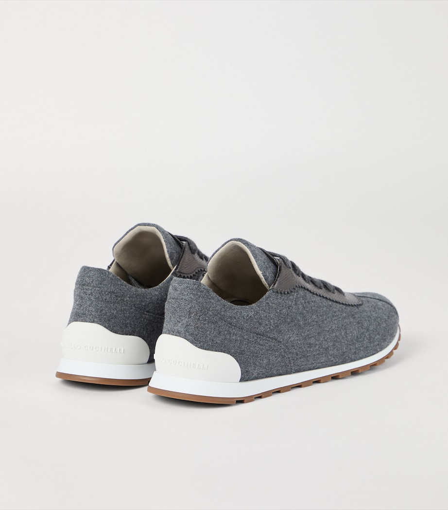 Wool Leather-Trim Sneakers C003 Image 4