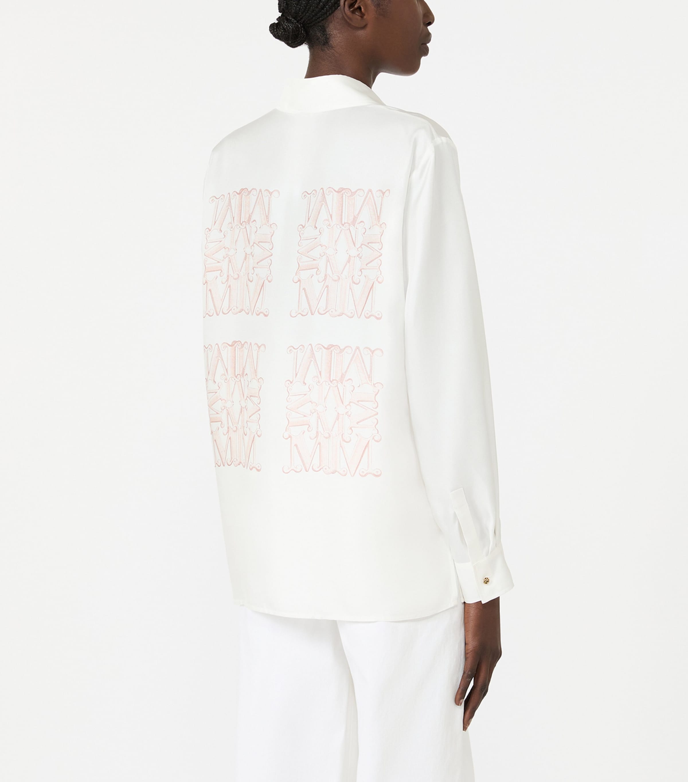Max Mara Womens Silk Monogram Shirt Powder Image 4