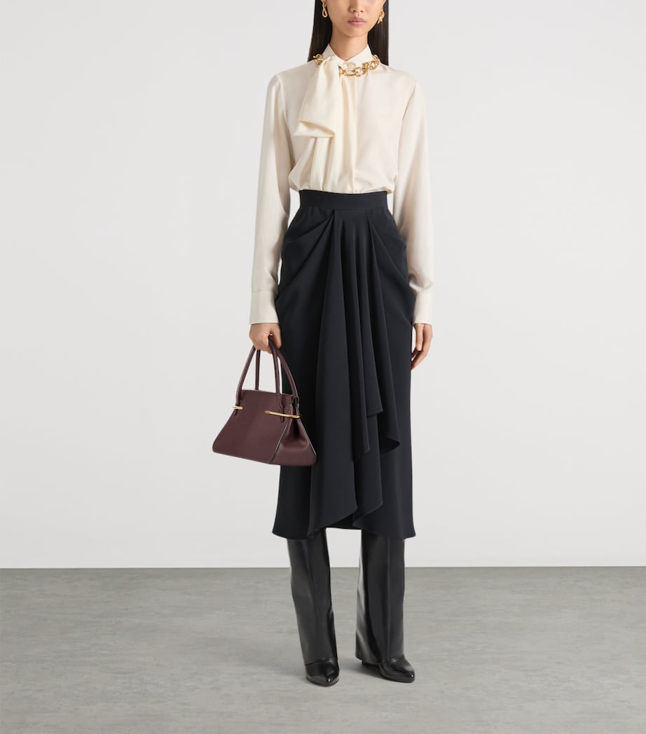 Medium Leather Pinch Top-Handle Bag EBONY BROWN Image 2