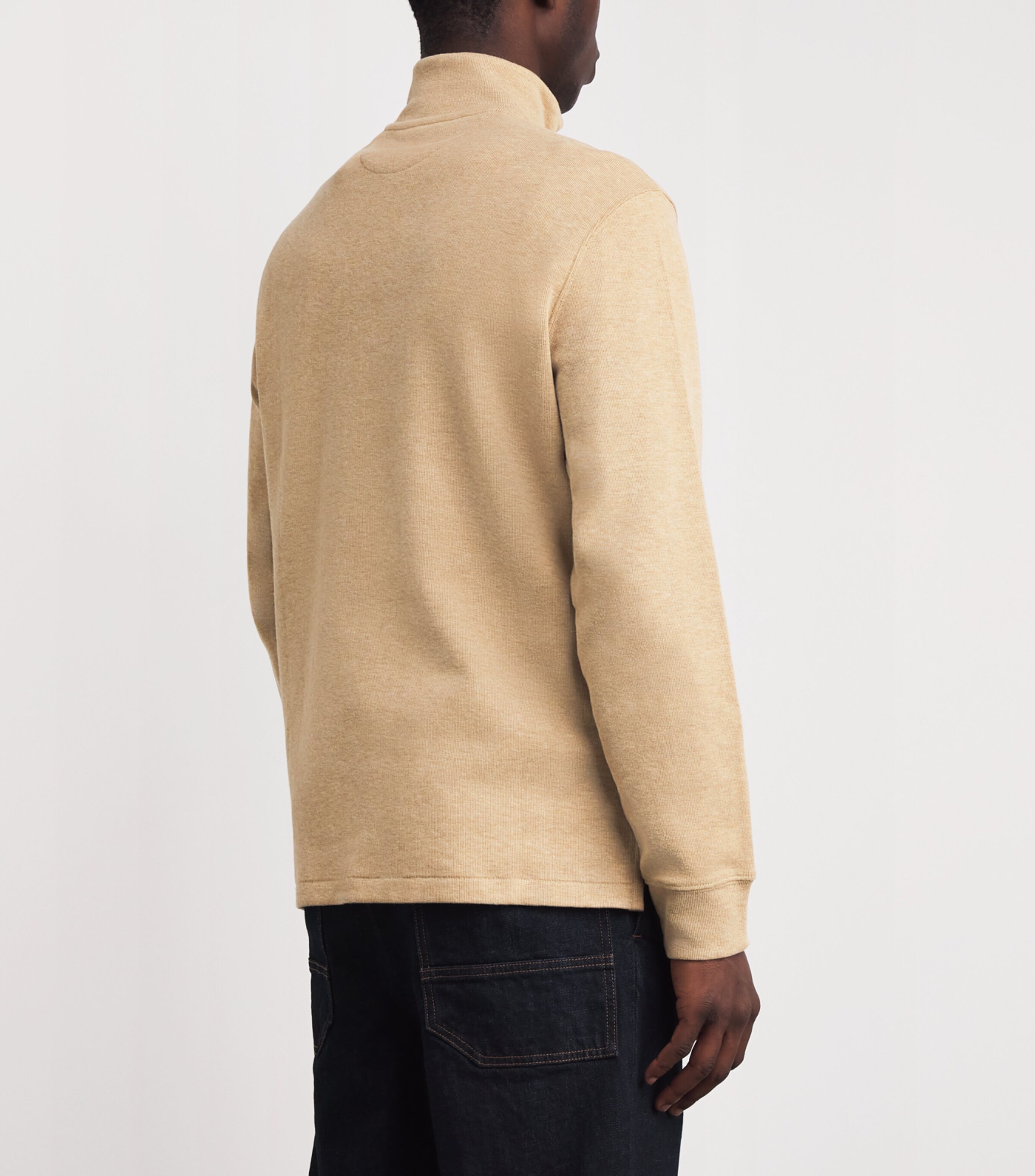 Cotton Logo Quarter-Zip Sweater CAMEL Image 4