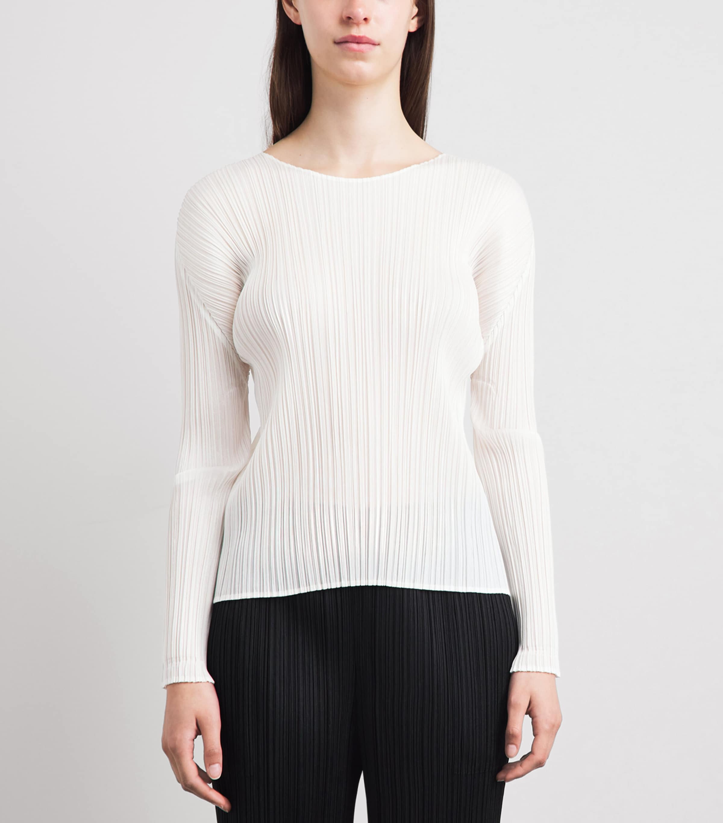 Pleats Please Issey Miyake Womens Monthly Colors Long-Sleeve T-Shirt White Image 4