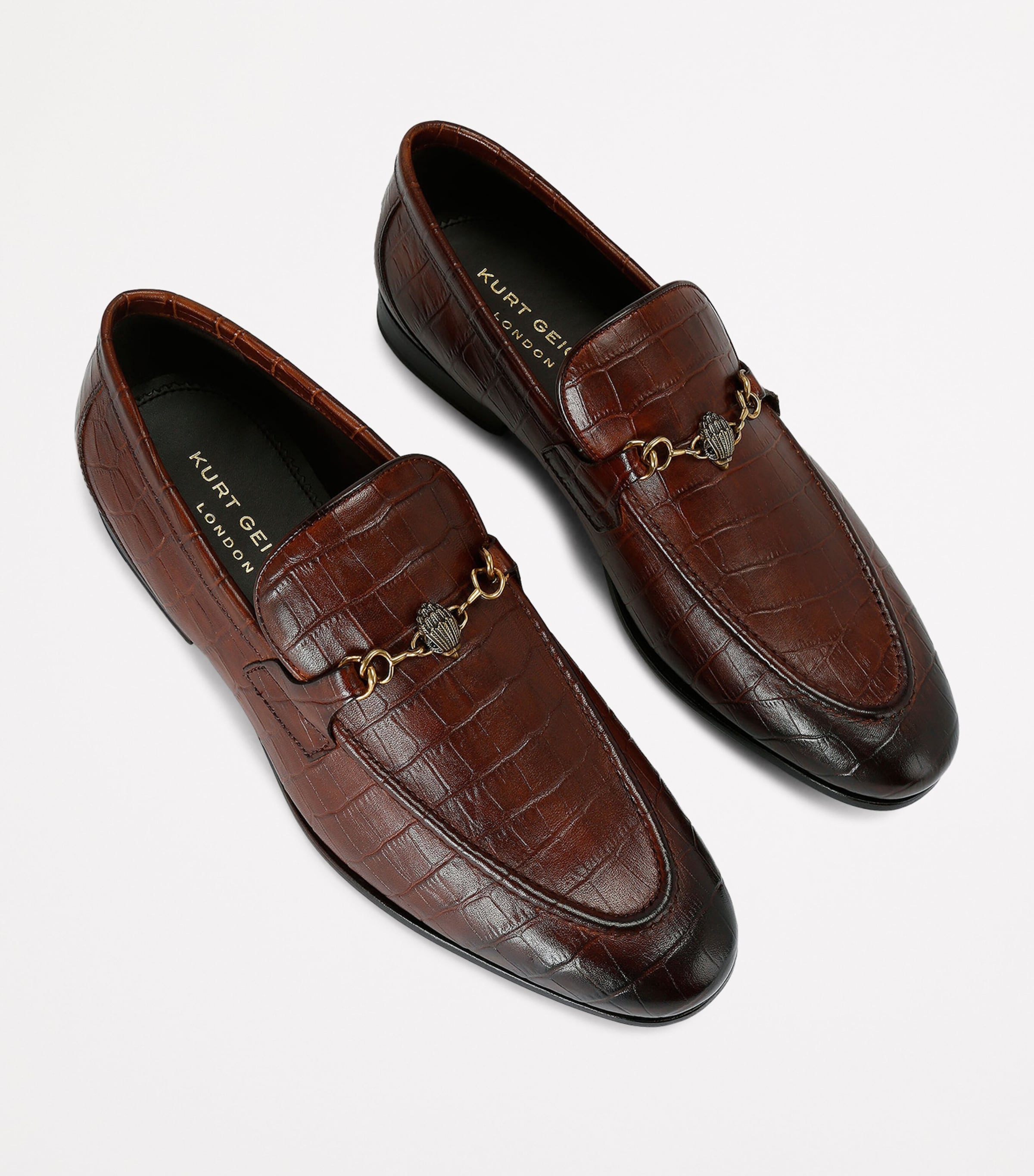 Kurt Geiger London Croc-Embossed Alton Loafers Tan Image 4