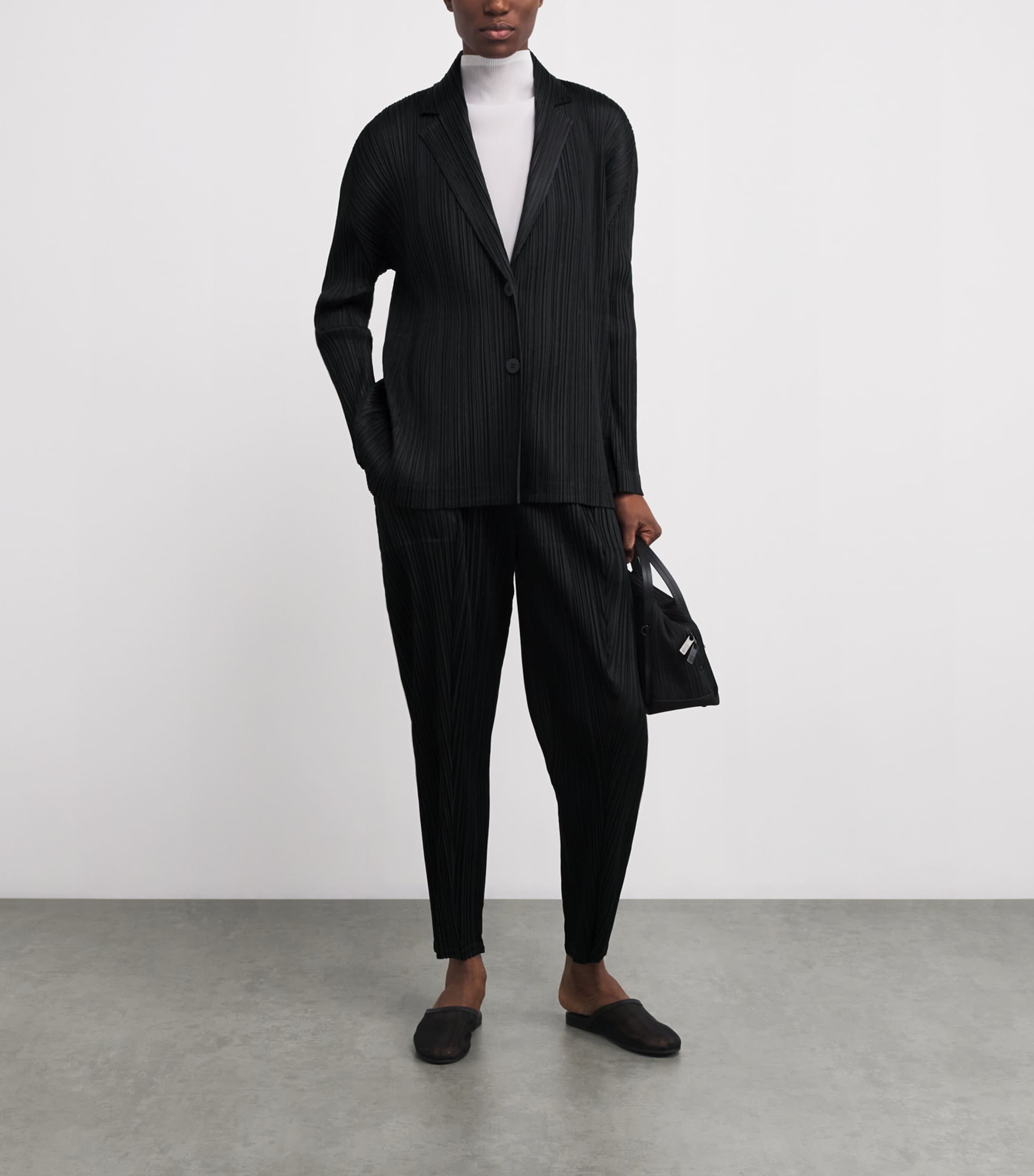 Pleats Please Issey Miyake Black Pleats Jacket | Harrods UK