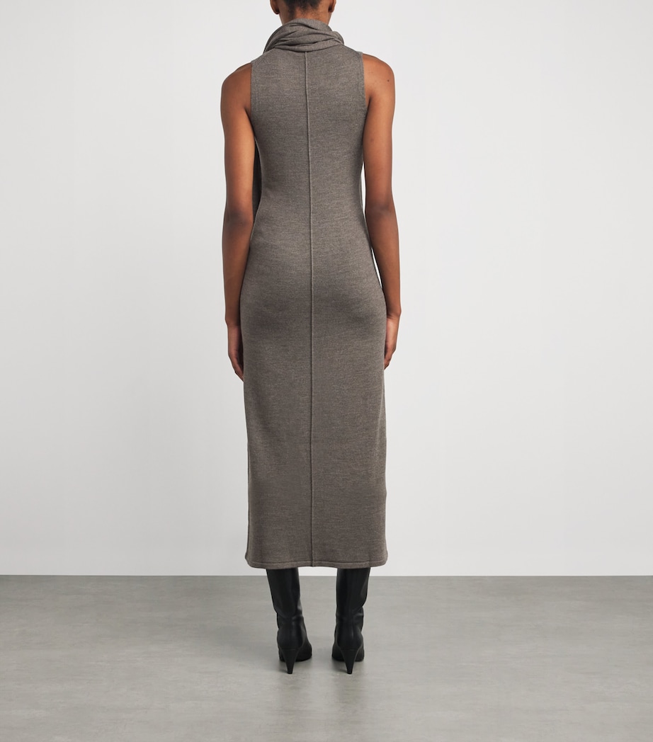 Wool Scarf-Neck Canal Midi Dress TRUF TRUFFLE Image 3