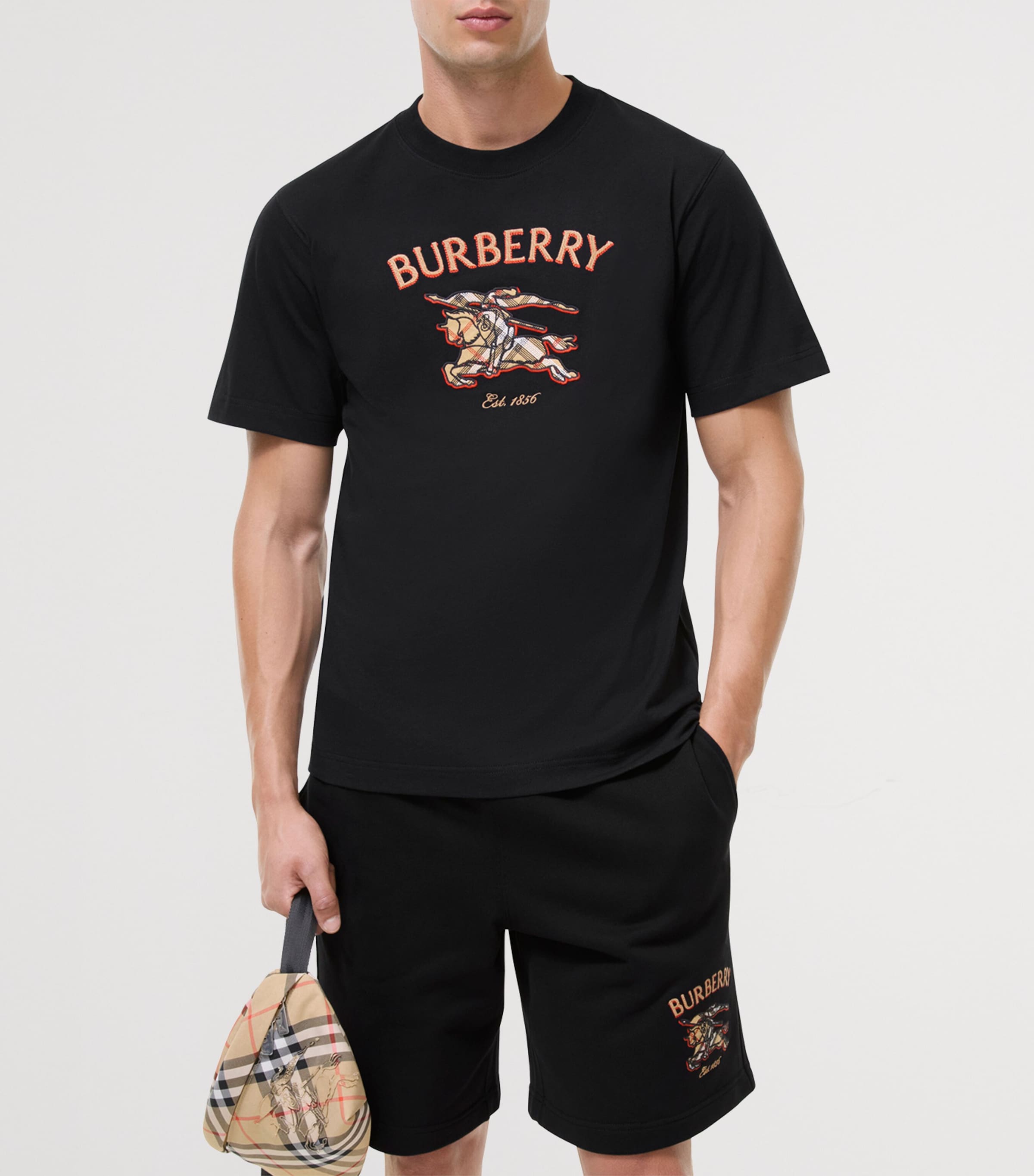 Burberry Mens Cotton Appliqué T-Shirt Black Image 2