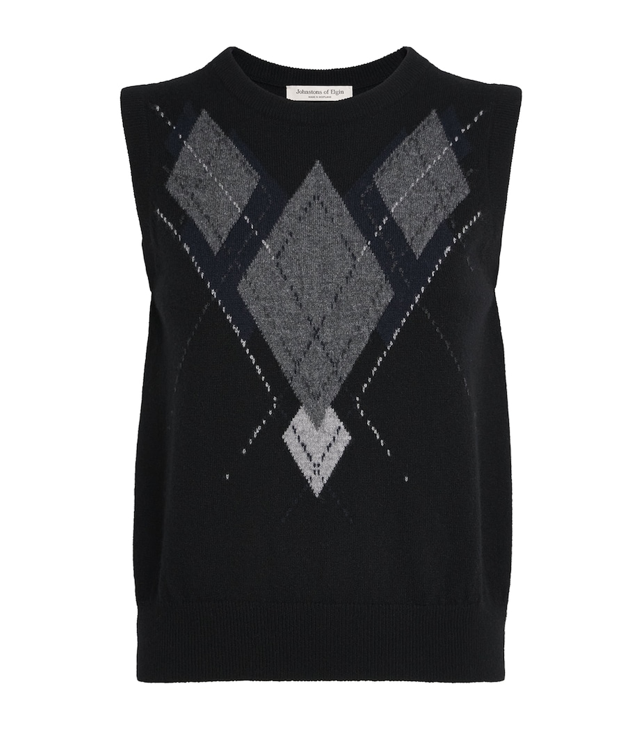 Johnstons Of Elgin Womens Cashmere Le Jabots Sweater Vest Black Image 1
