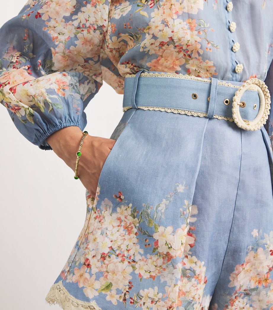 Linen Floral Cascadian Tuck Shorts TLBLBTFLO TEAL/BLUE Image 6