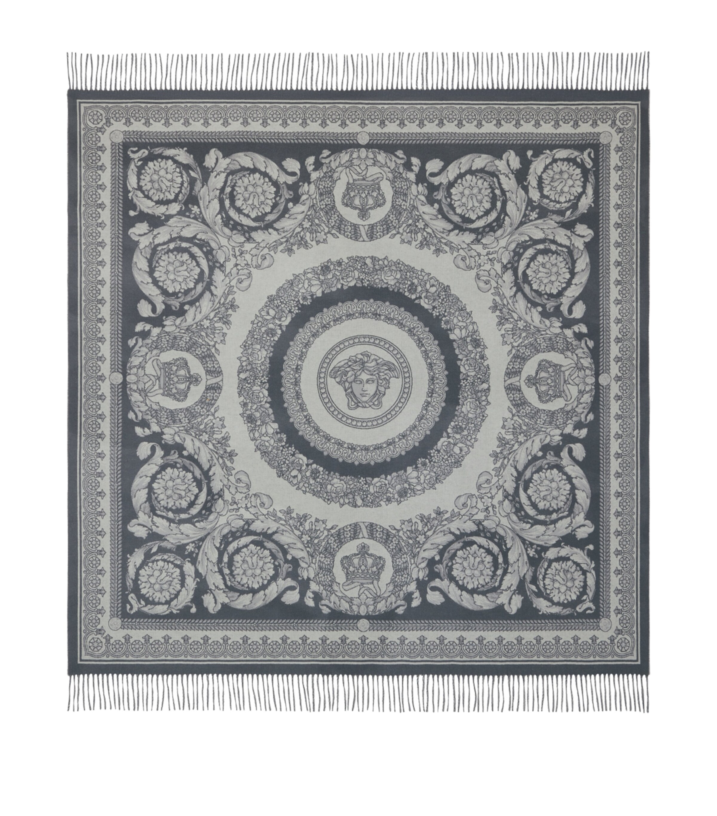 Versace Wool-Cashmere Crete de Fleur Throw Silver Image 2