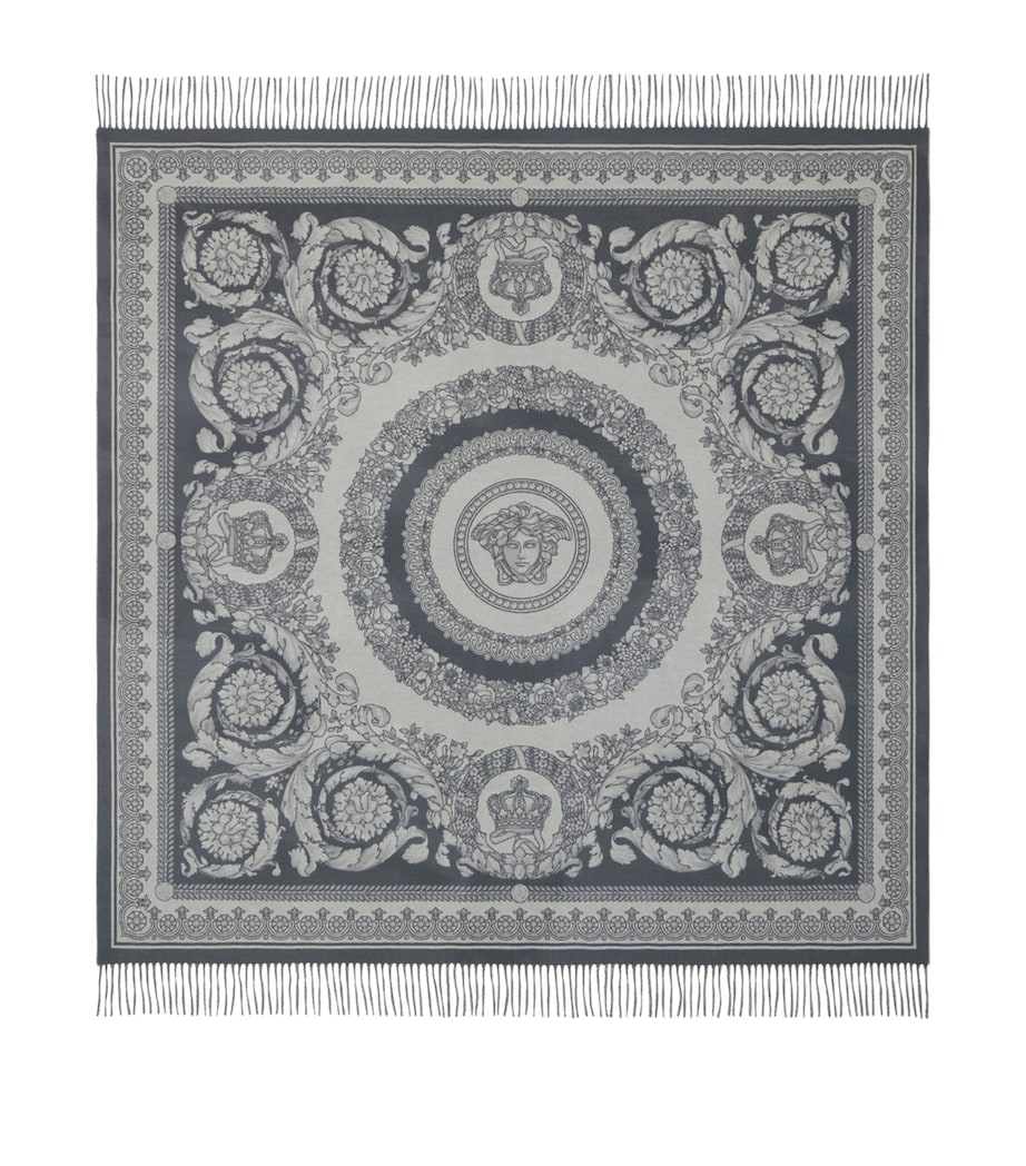 Versace Wool-Cashmere Crete de Fleur Throw Silver Image 2