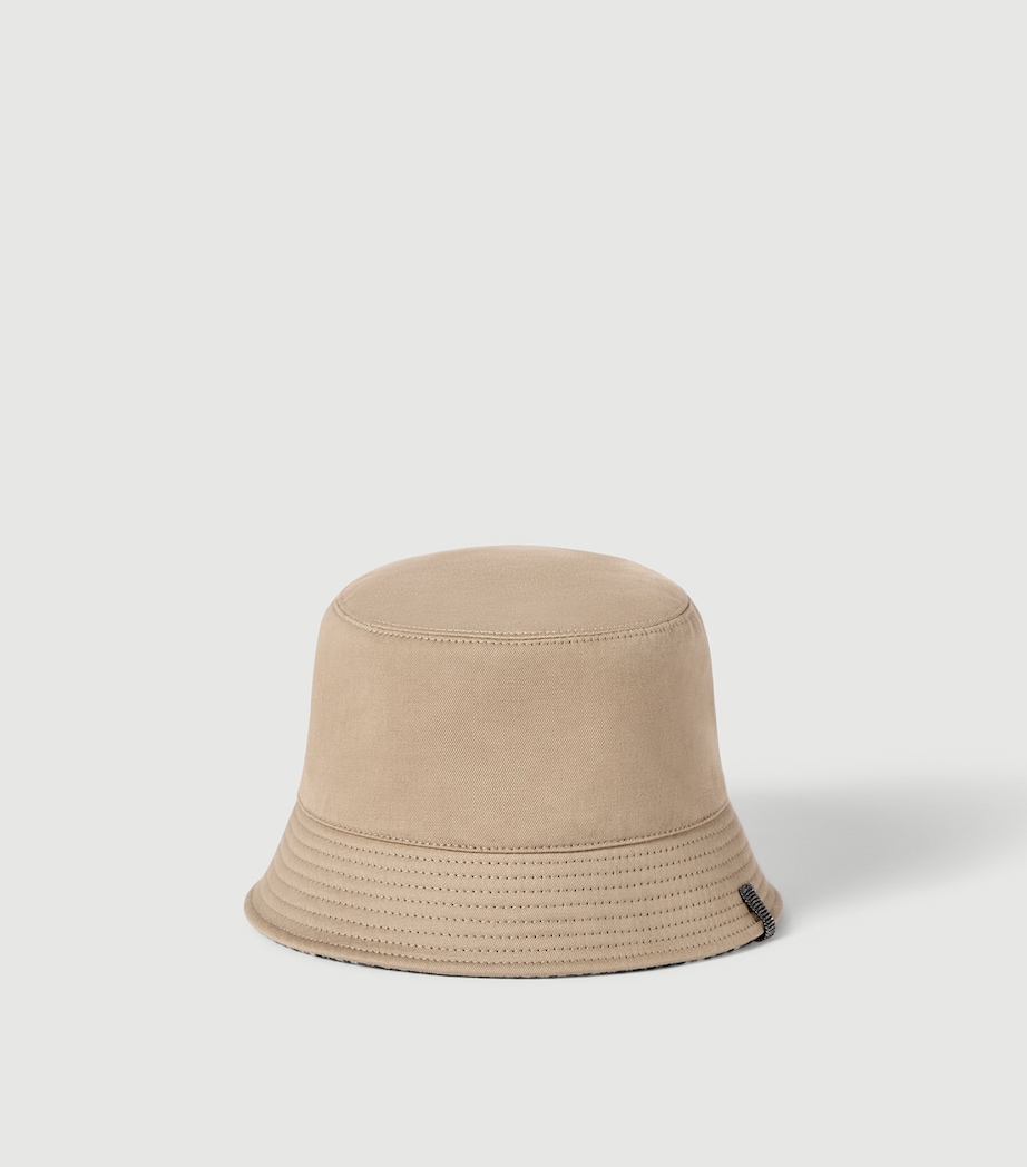 Brunello Cucinelli Cotton-Linen Reversible Bucket Hat Tobacco Image 3