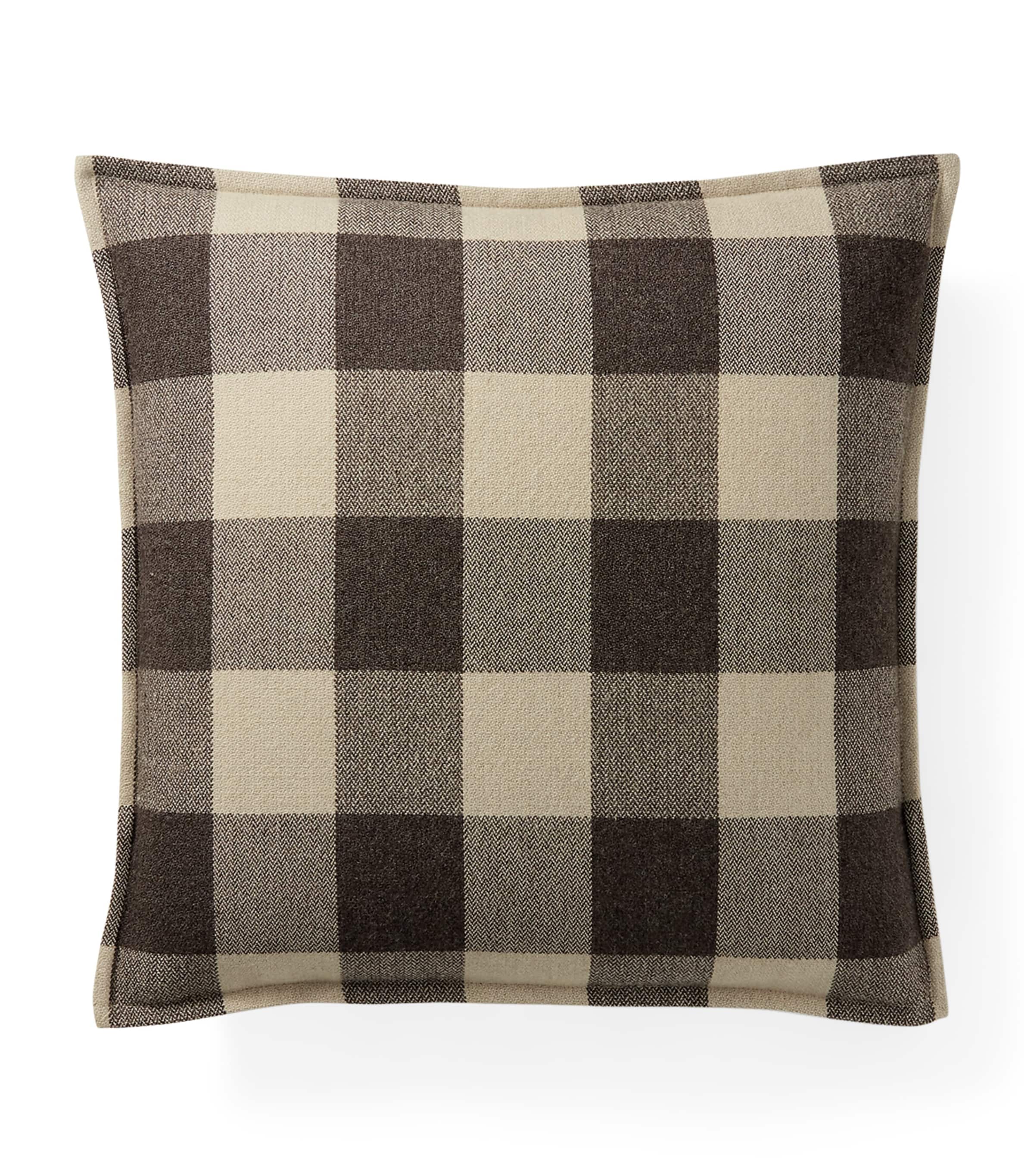 Wool Check Joshua Cushion (50cm x 50cm) CHARCOAL Image 1