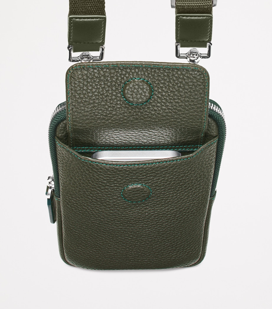 Leather Reporter Crossbody Phone Pouch FORESTGREEN Image 6