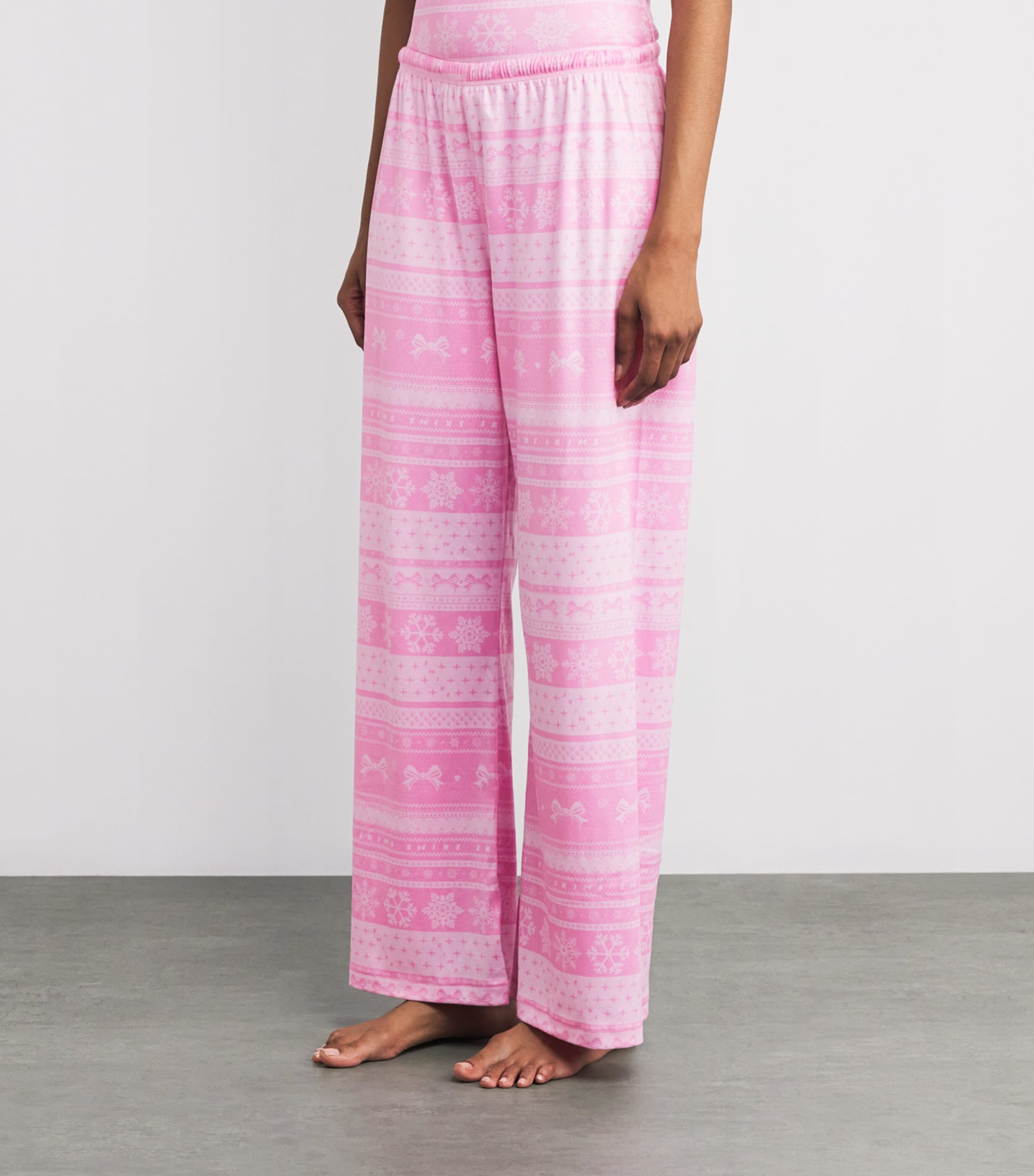 Pointelle Plush Pyjama Trousers BUBBLGM BOW FAIRISLE Image 3