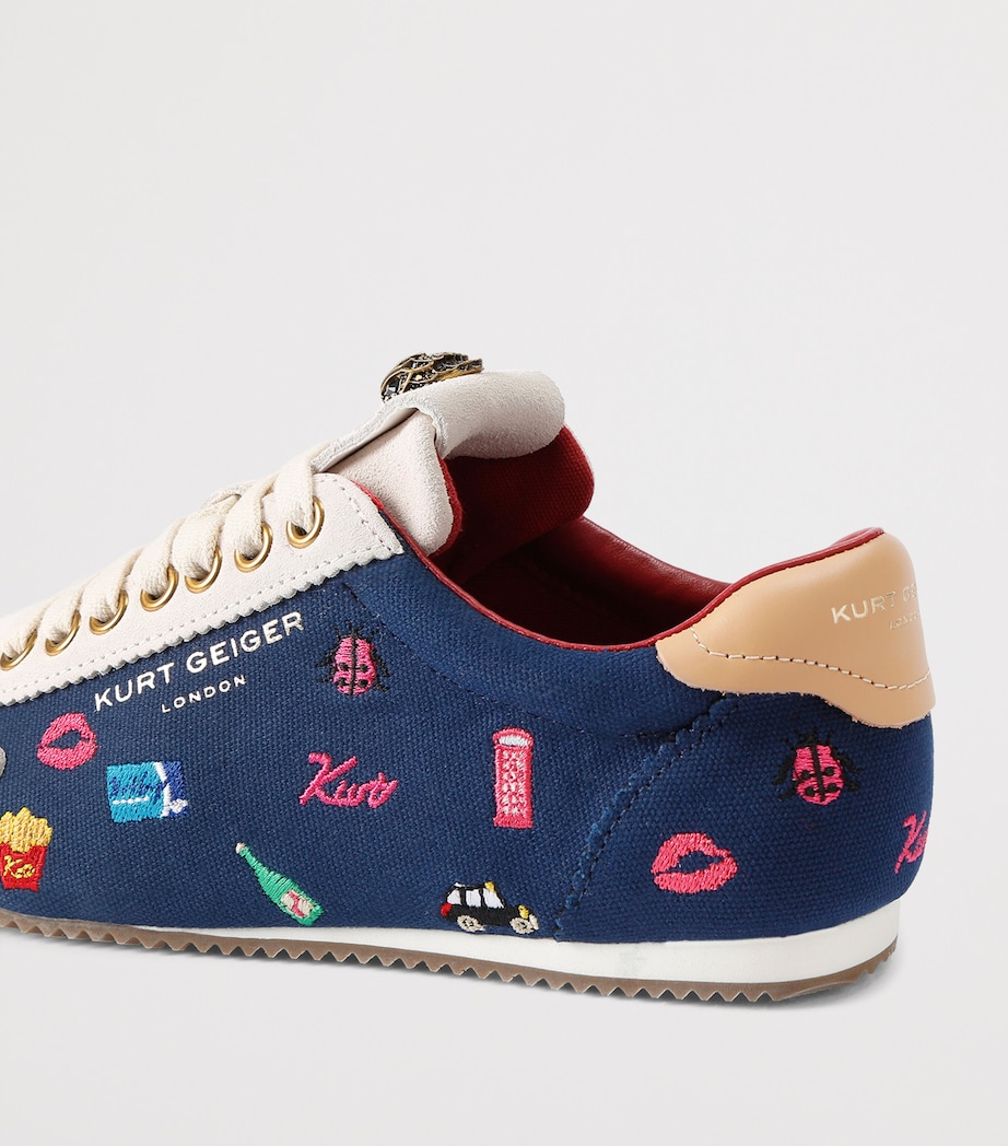 Kurt Geiger London Canvas Embroidered Islington Sneakers Navy Image 3