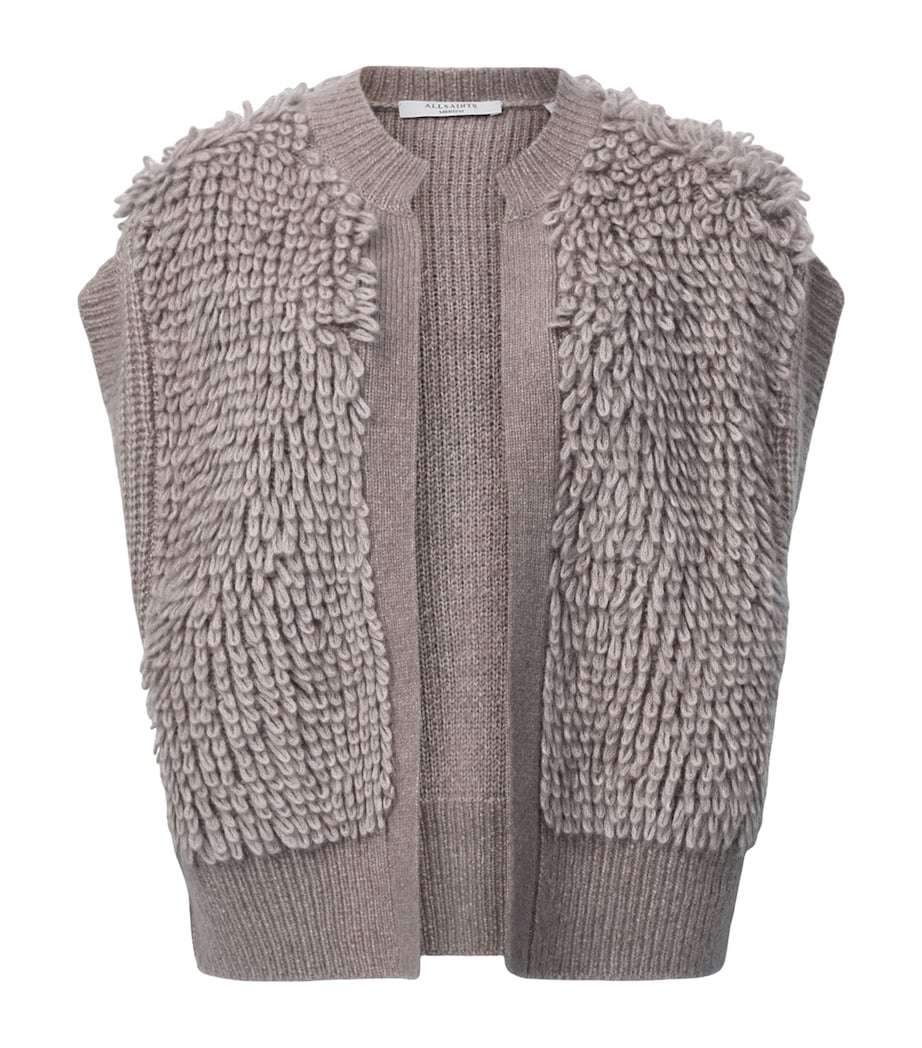 Wool-Blend Open-Front Elias Gilet TAUPE BROWN Image 1