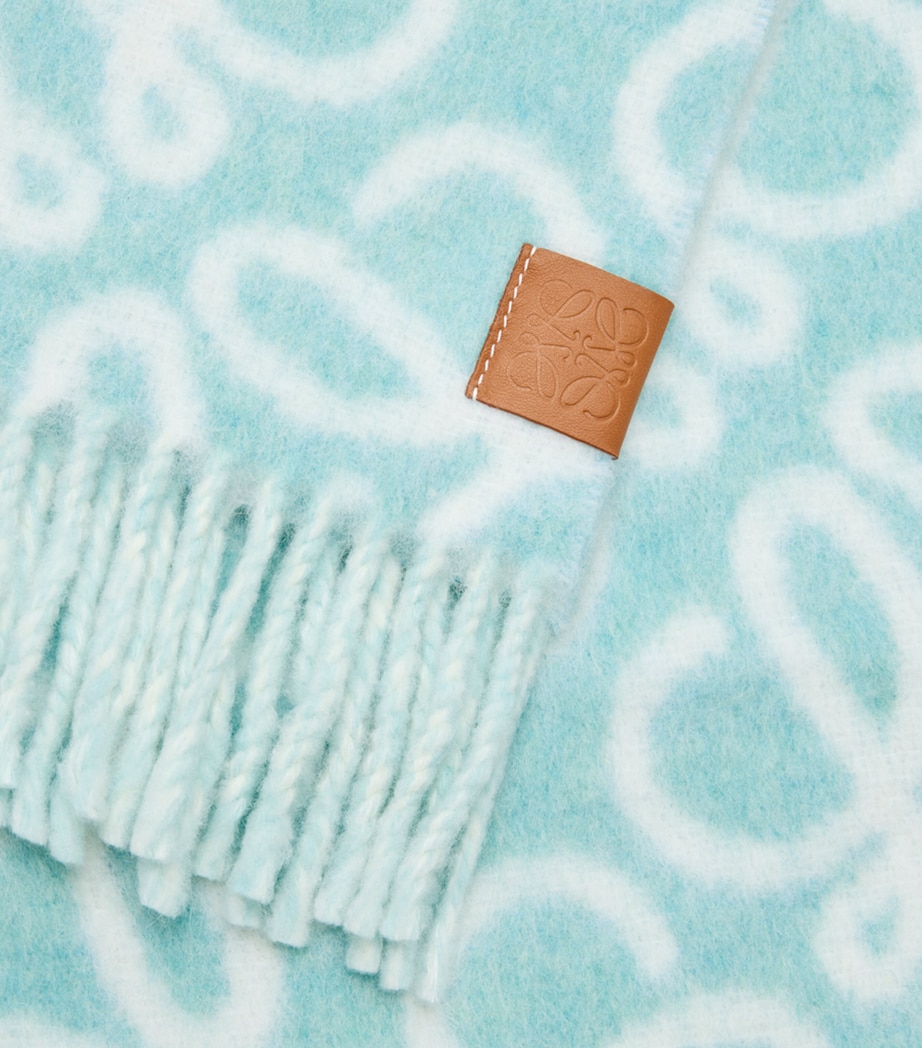 Wool-Blend Anagram Scarf LIGHT BLUE WHITE Image 3