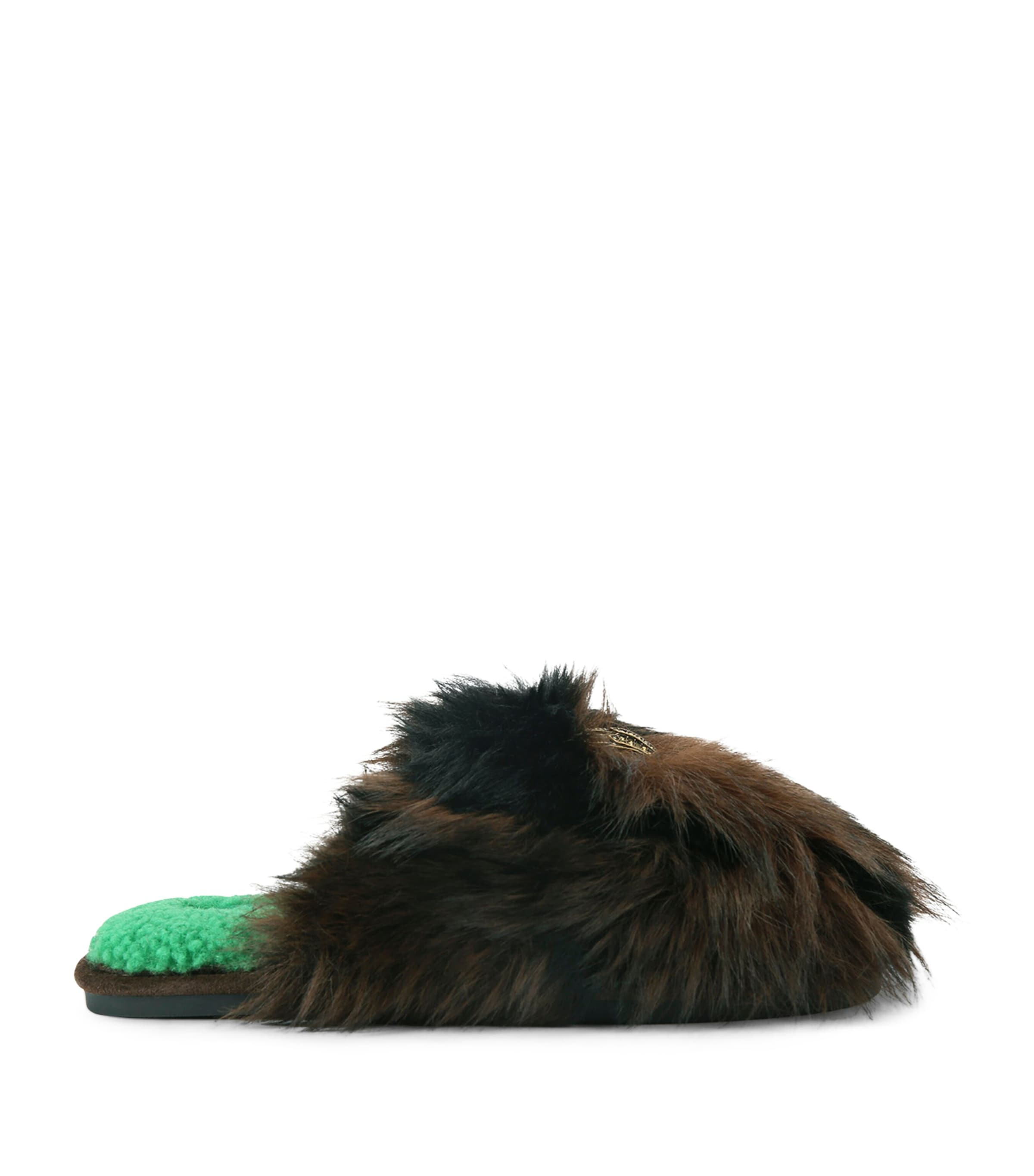 Kurt Geiger London Kensington Faux Fur Scuff Slipper In Brown