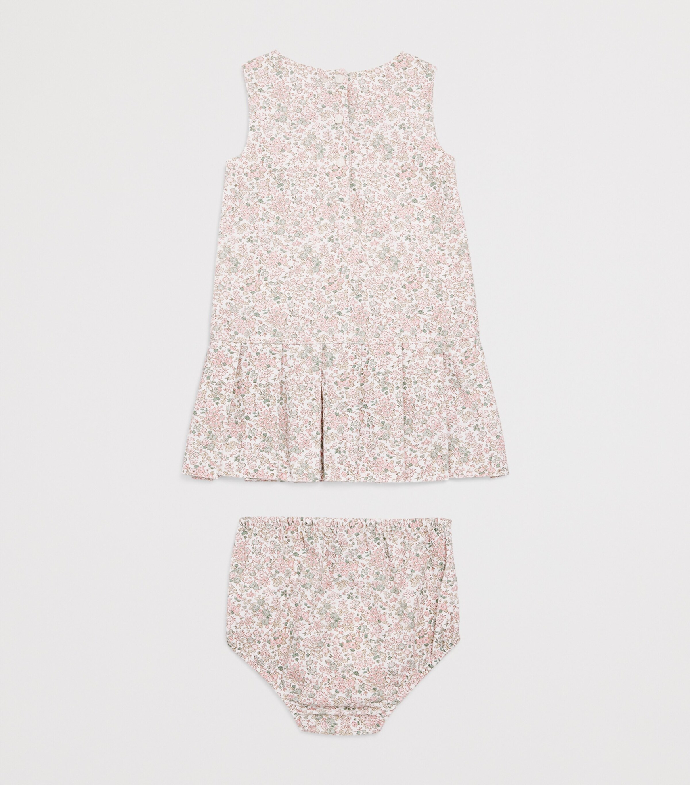 Ralph Lauren Kids Corduroy Floral Print Dress and Bloomers Set (3-12 Months) Carolan Nevis Pink Image 2