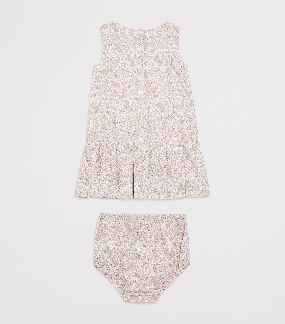 Ralph Lauren Kids Corduroy Floral Print Dress and Bloomers Set (3-12 Months) Carolan Nevis Pink Image 2