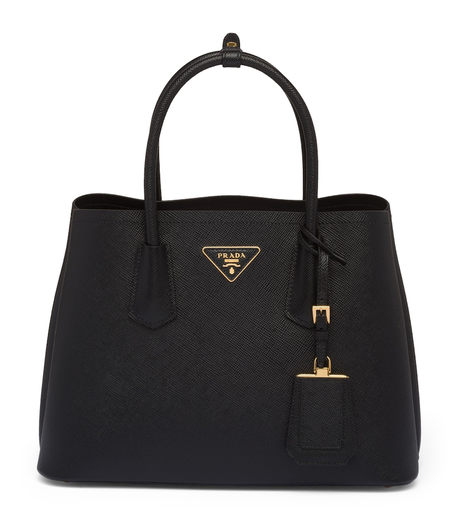 Prada Small Leather Saffiano Double Top-Handle Bag Image 1