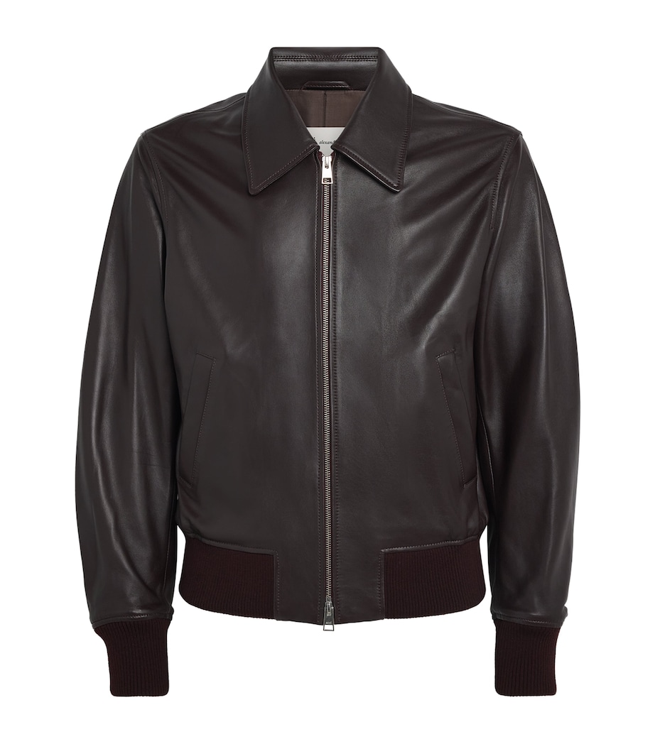 AMI Paris Mens Leather Jacket Cerise Foncee Image 1