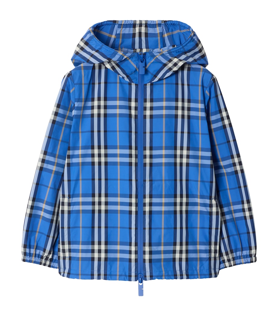 Burberry Kids Nylon Check Hooded Jacket (3-12 Years) Hyacinth Blue Ip Chk Image 1