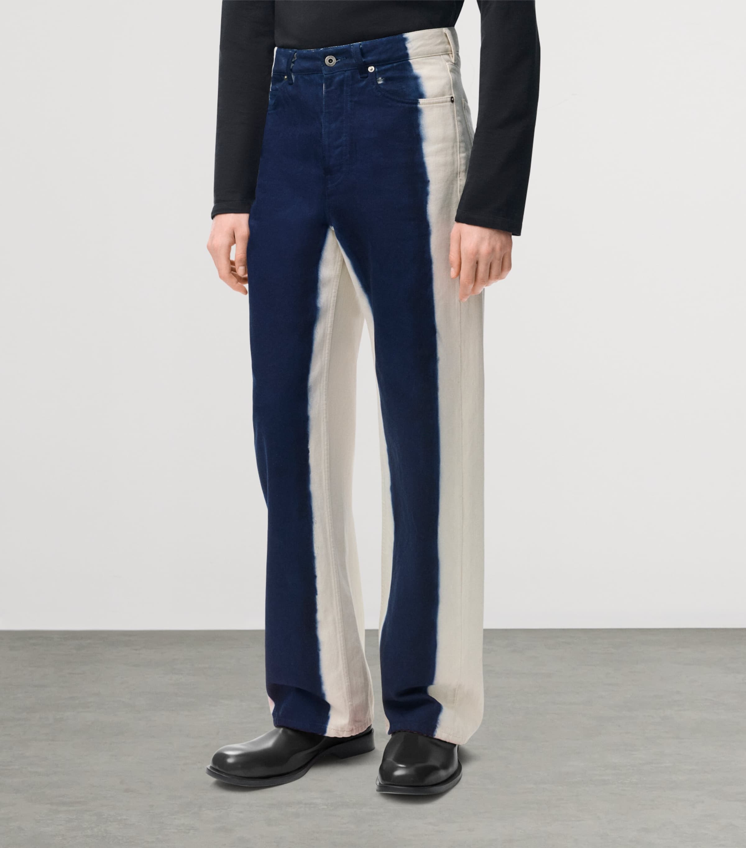 LOEWE Mens Trompe-l'Oeil Straight Jeans Off White/blue Image 3