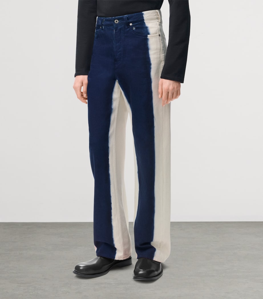 LOEWE Mens Trompe-l'Oeil Straight Jeans Off White/blue Image 3