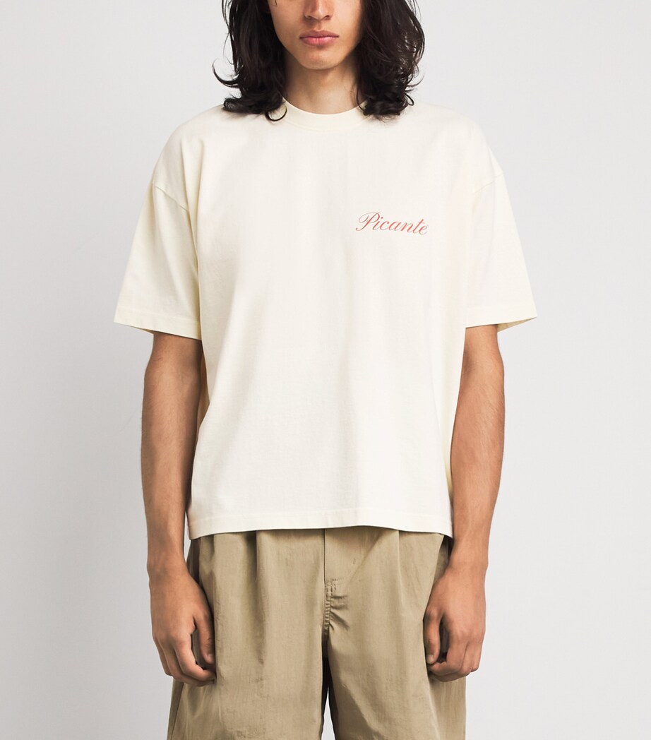 Picante Mens Organic Cotton Tailor Logo T-Shirt Ivory Image 4