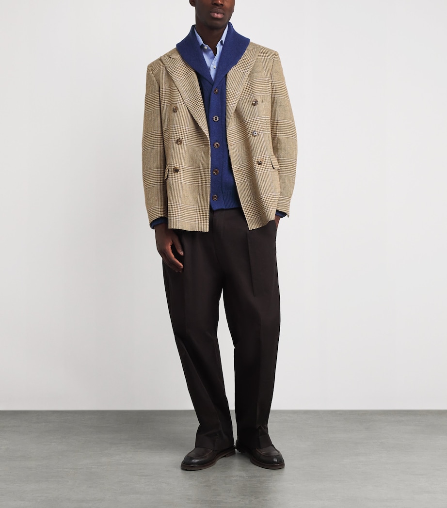 Linen-Silk-Cotton Glenplaid Check Blazer BROWN MULTI Image 2