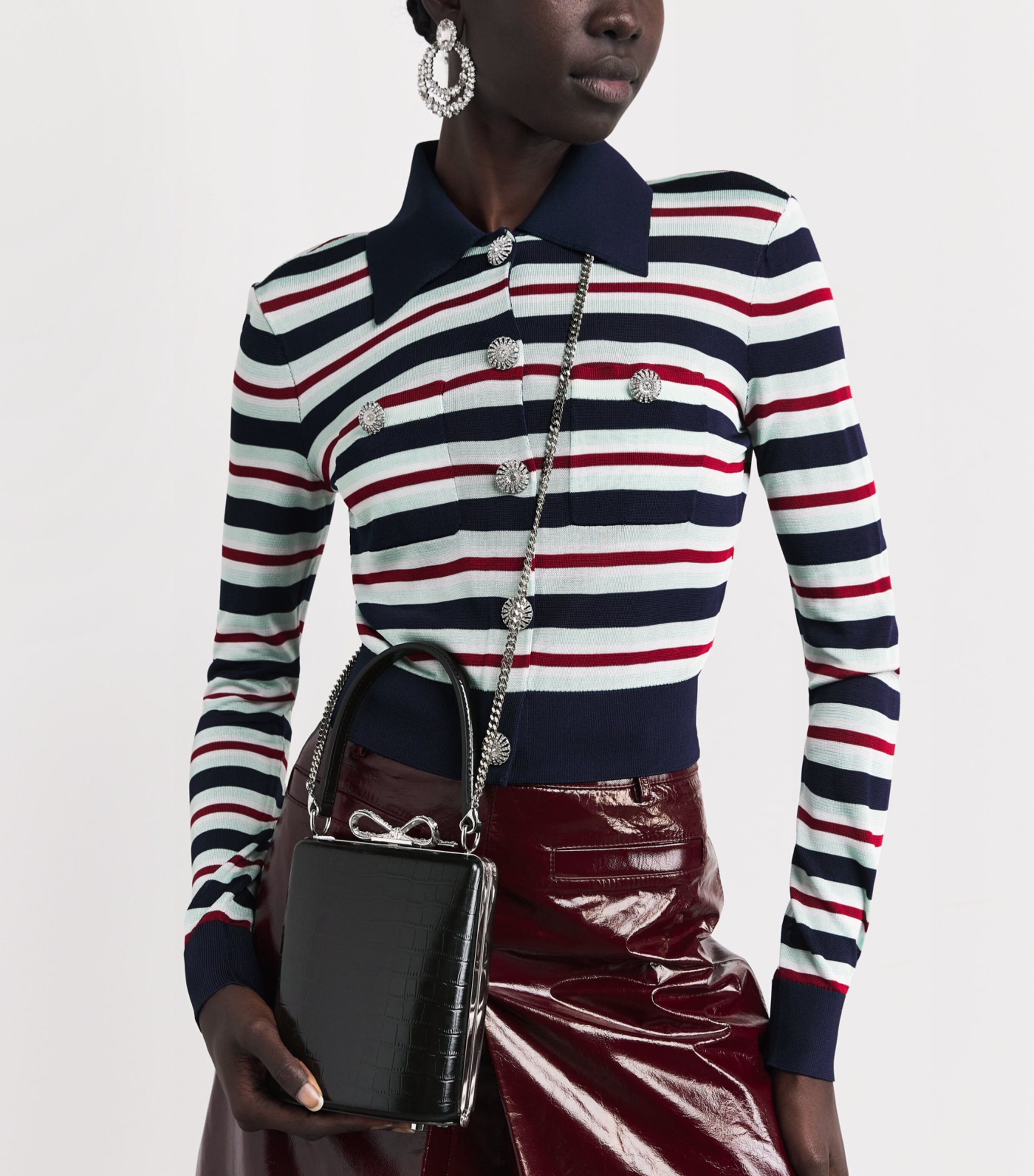 Croc-Embossed Leather Mini Bag BLACK Image 5