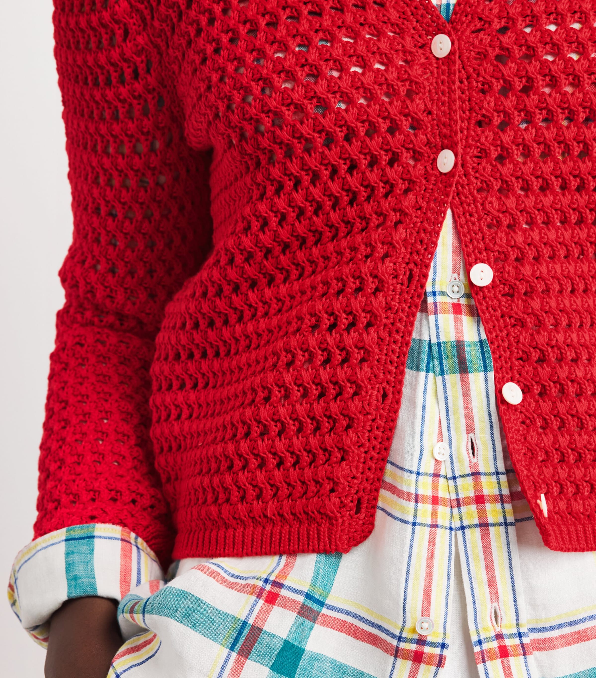 Polo Ralph Lauren Womens Cotton Crocheted Cardigan Petal Rose Image 3