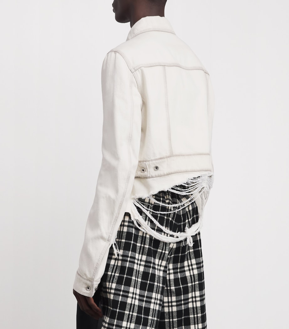Rick Owens Mens Cropped Distressed Denim Jacket Milk Wash Image 5
