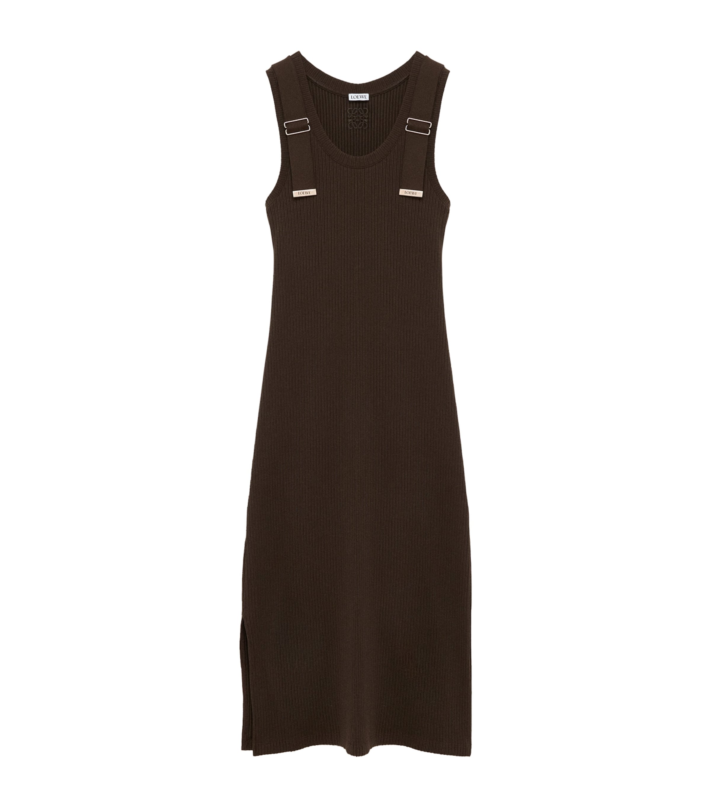 LOEWE Womens Strap-Detail Midi Dress Brown Image 1