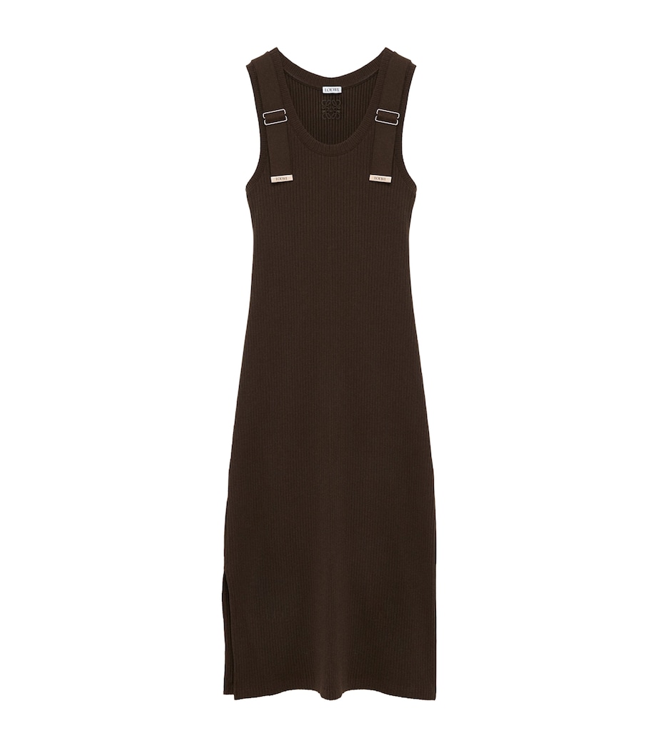 LOEWE Womens Strap-Detail Midi Dress Brown Image 1