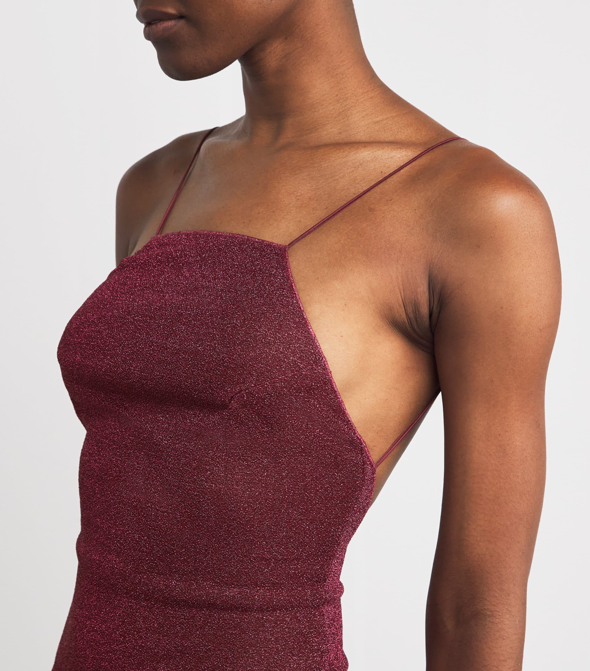 Lumière Feather Midi Dress BURGUNDY Image 4