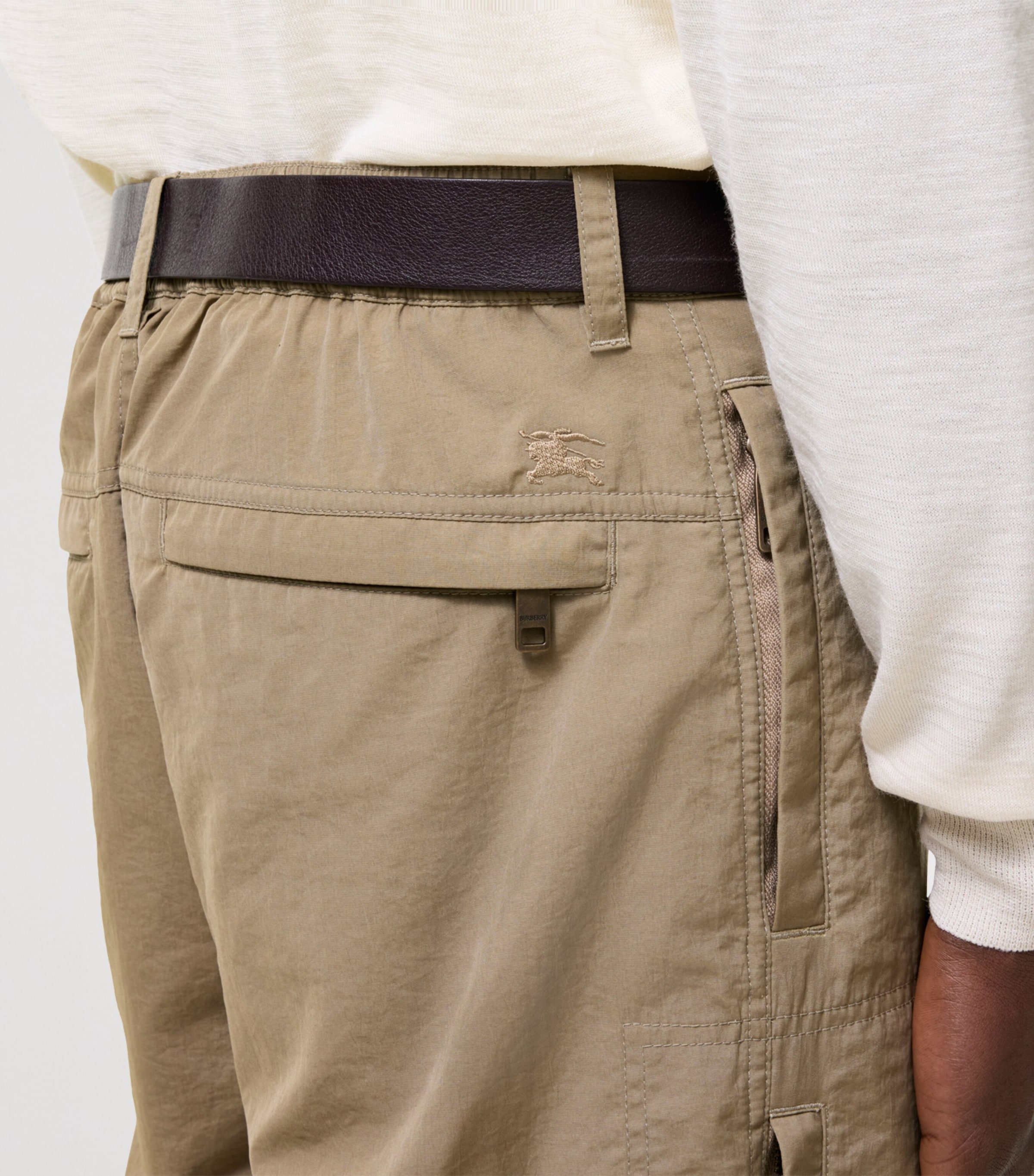 Burberry Mens Nylon Cargo Trousers Finch Brown Image 3