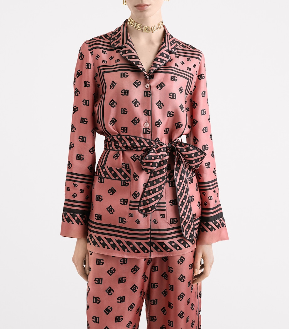 Silk Logo Print Shirt F0473-DARK POWDER PI Image 3