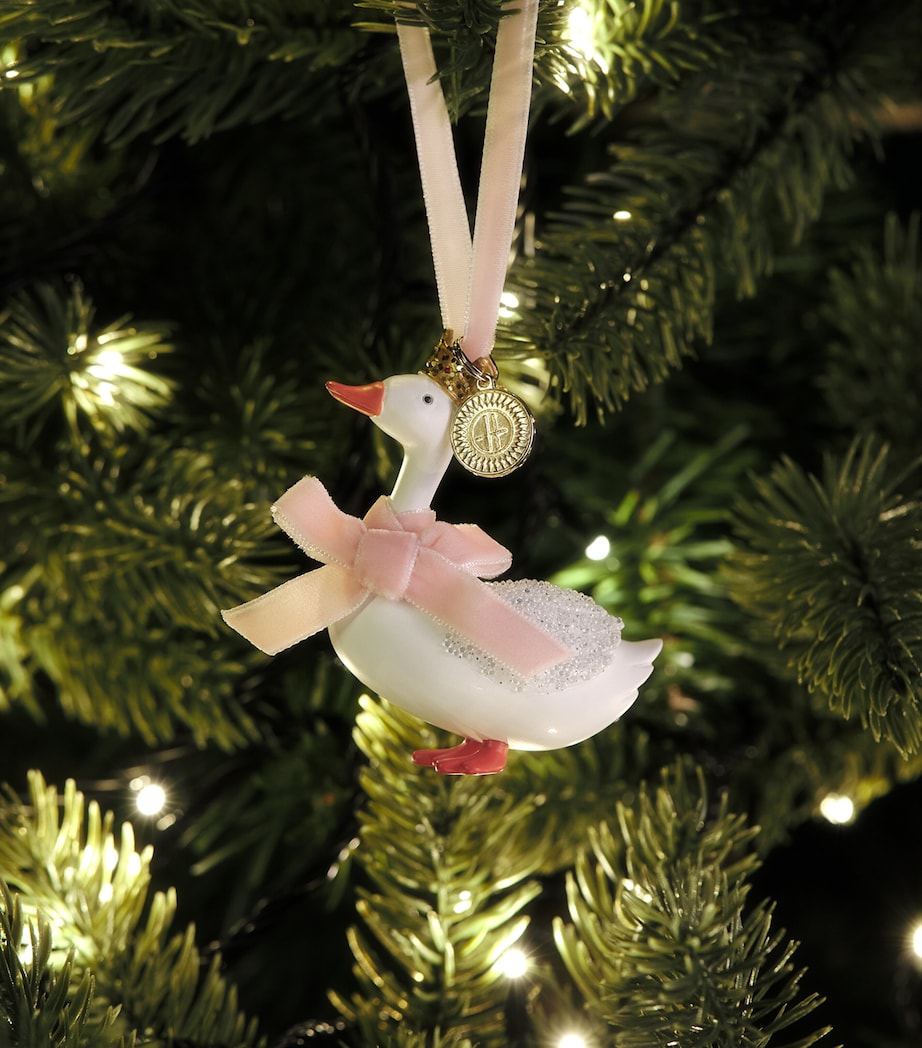 Harrods Ceramic Goose Tree Decoration White Image 3