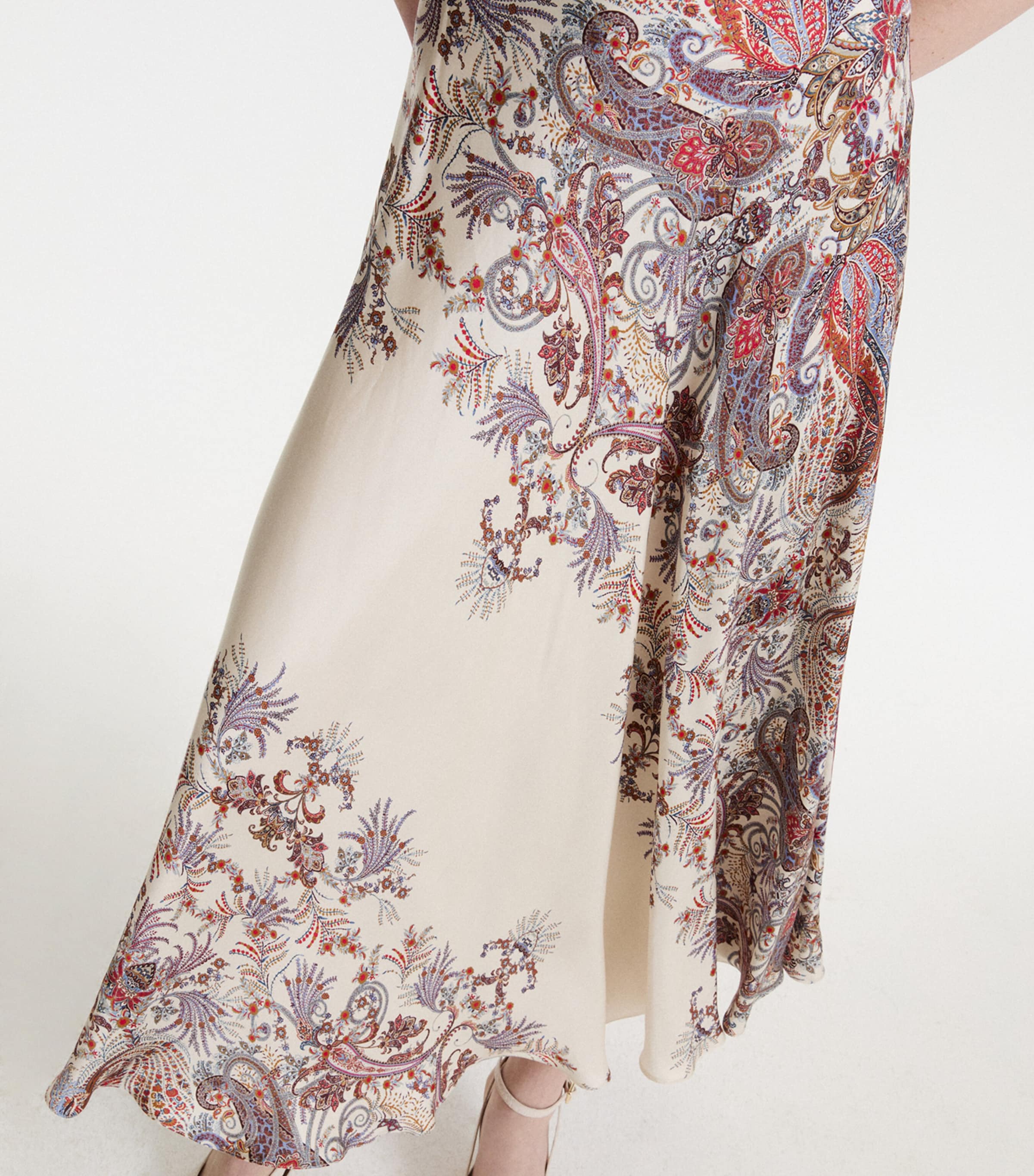 Marella Womens Satin Paisley Print Skirt Cream Image 4
