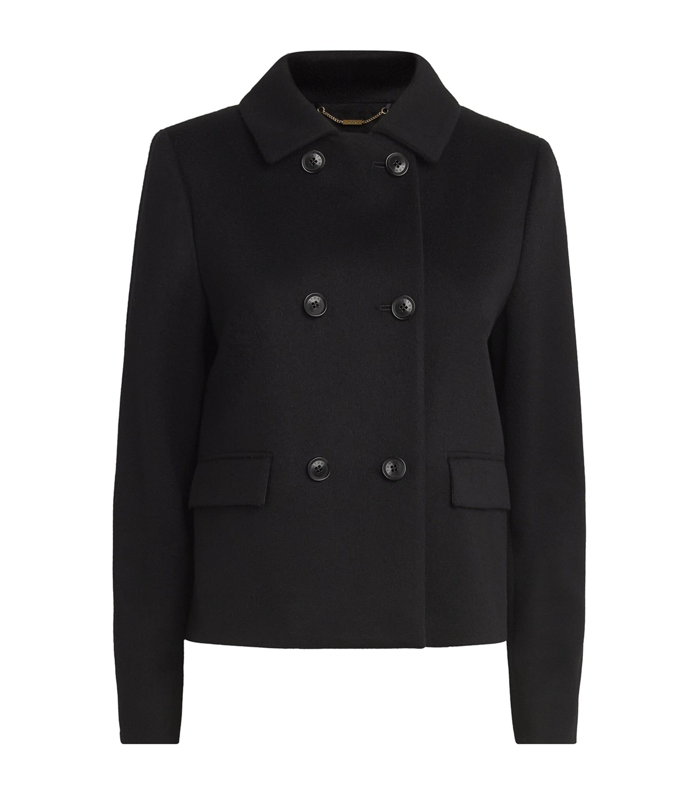 Kiton Womens Cashmere Pea Coat Black Image 1