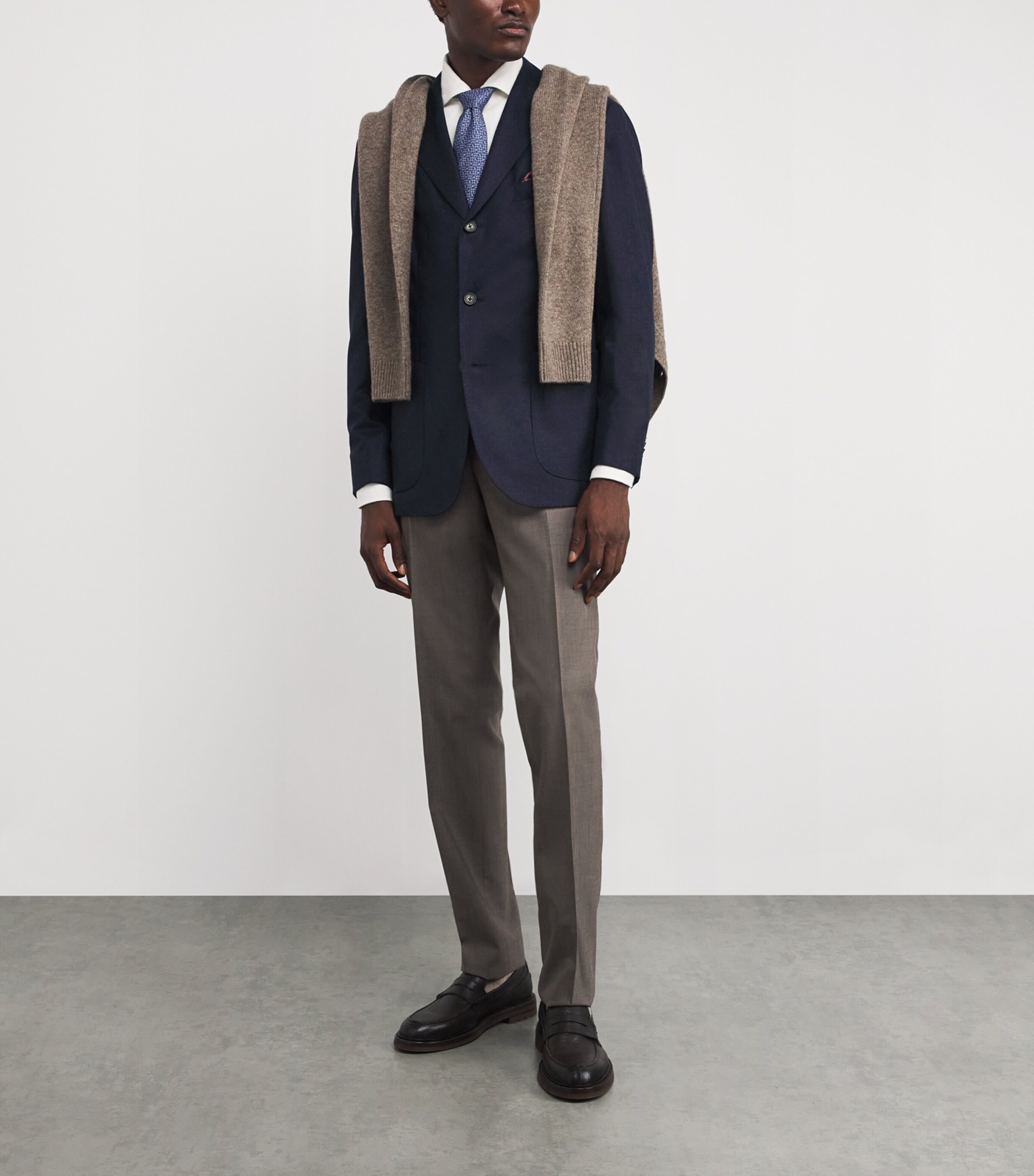 Eton Mens Wool Flannel Soft Blazer Navy Blue Image 2