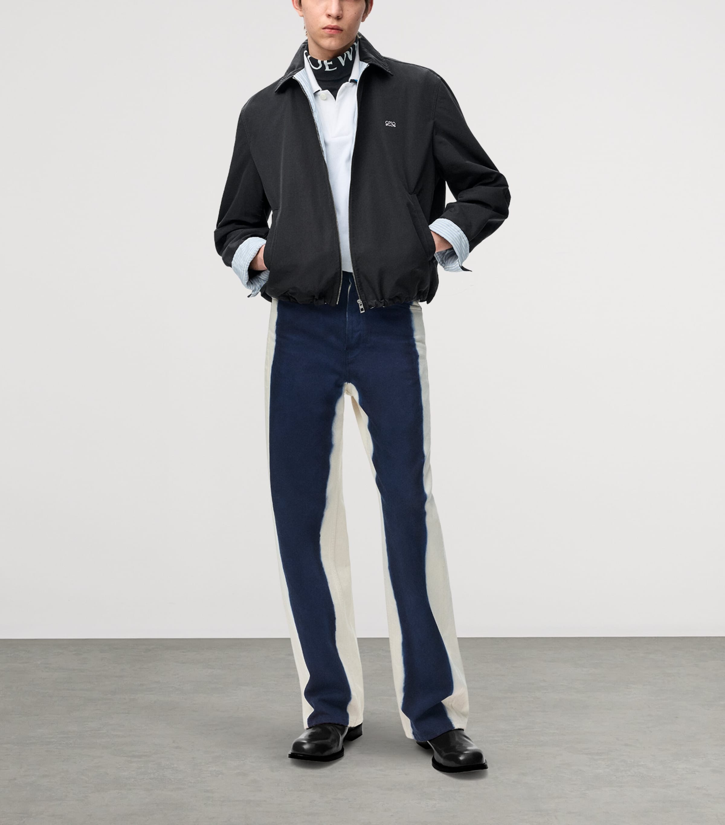 LOEWE Mens Canvas Zip-Up Jacket Black Image 2