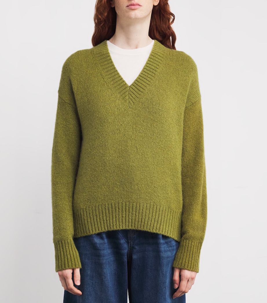 V-Neck Sweater OLIVE GREEN Image 3