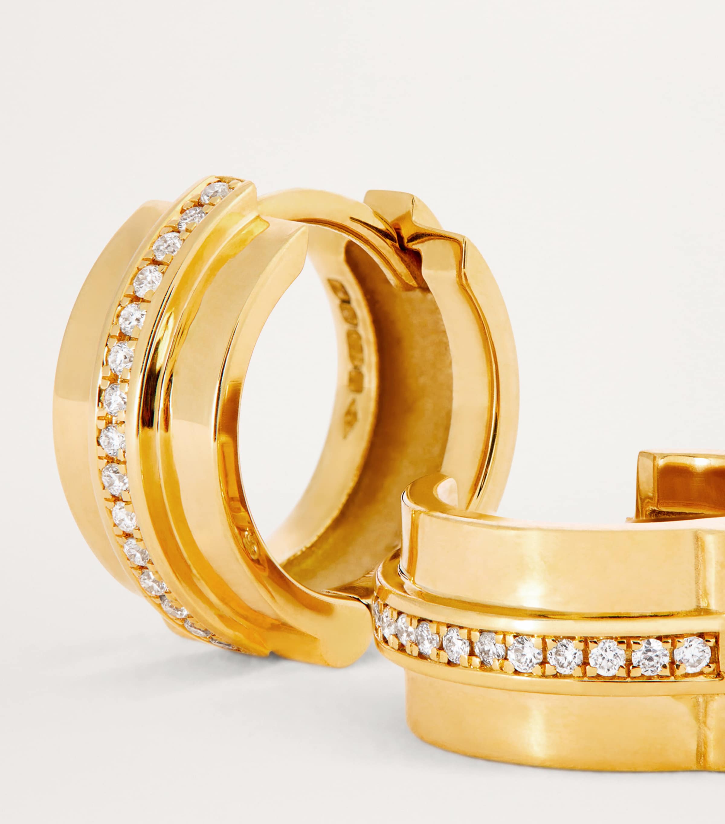 Yellow Gold and Diamond Staircase 3-Tier Huggie Earrings YELLOW GOLD Image 6