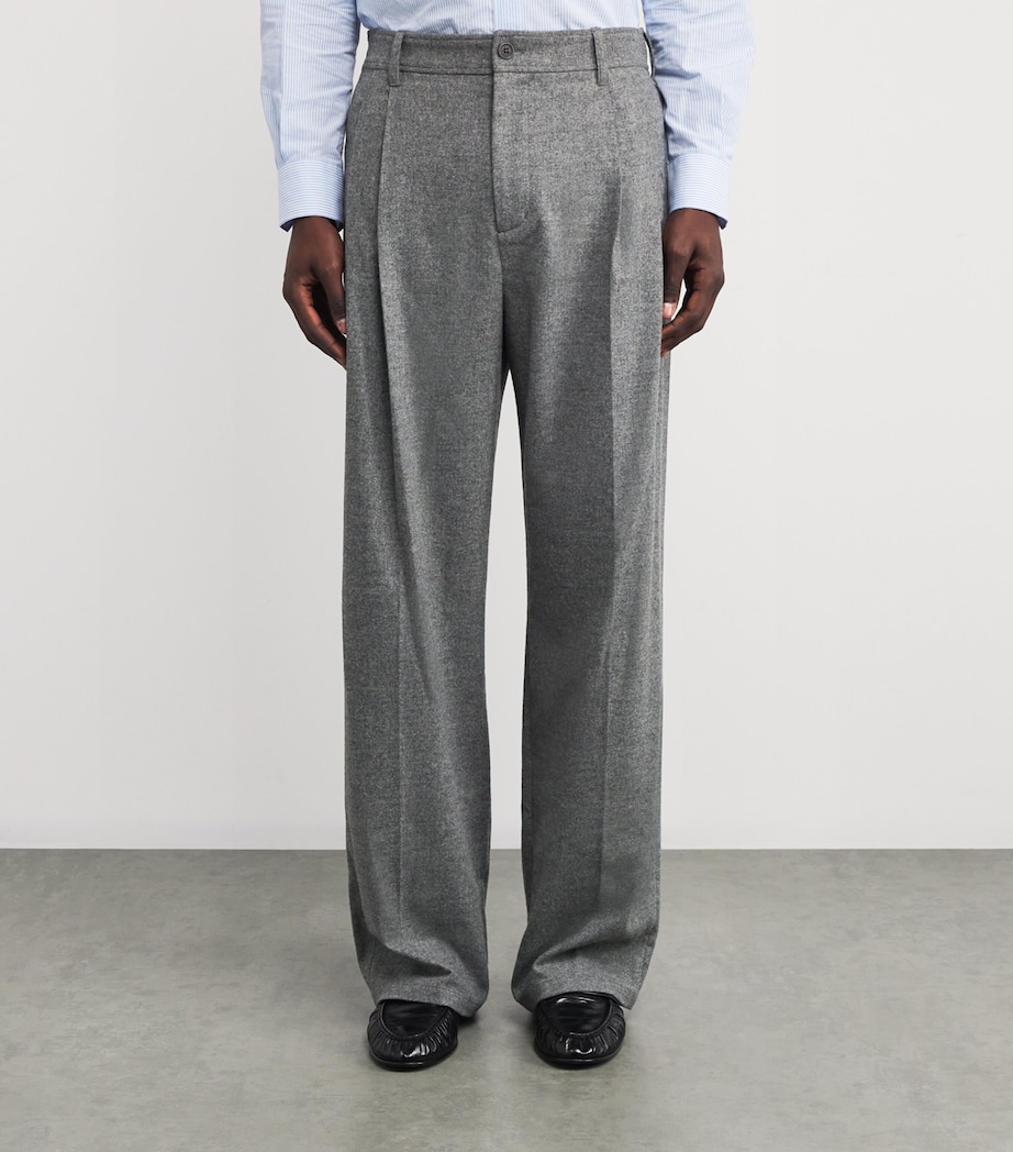 Wool Falcon Wide-Leg Trousers CHARCOAL MELANGE Image 3